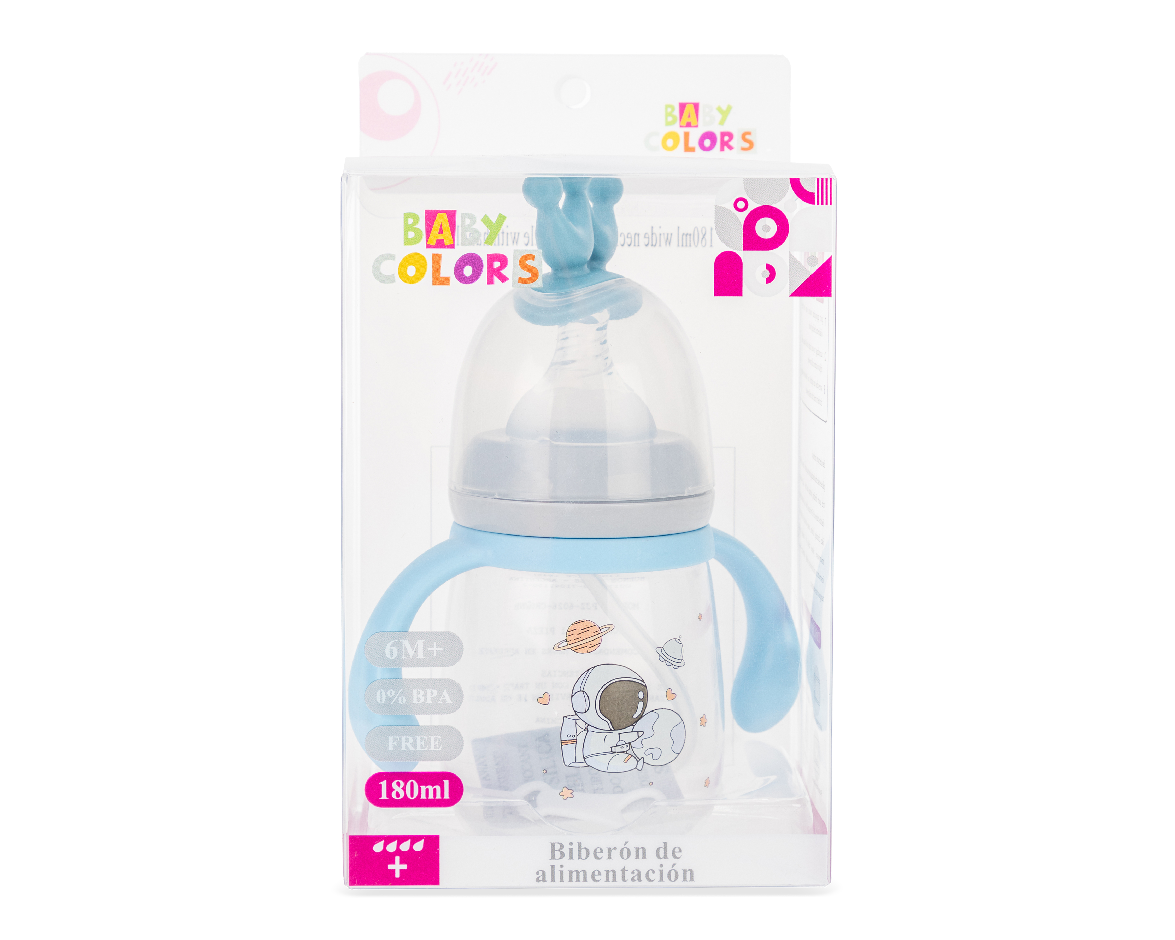 Foto 2 pulgar | Foto 1 | Biberón Baby Colors Azul 180 ml