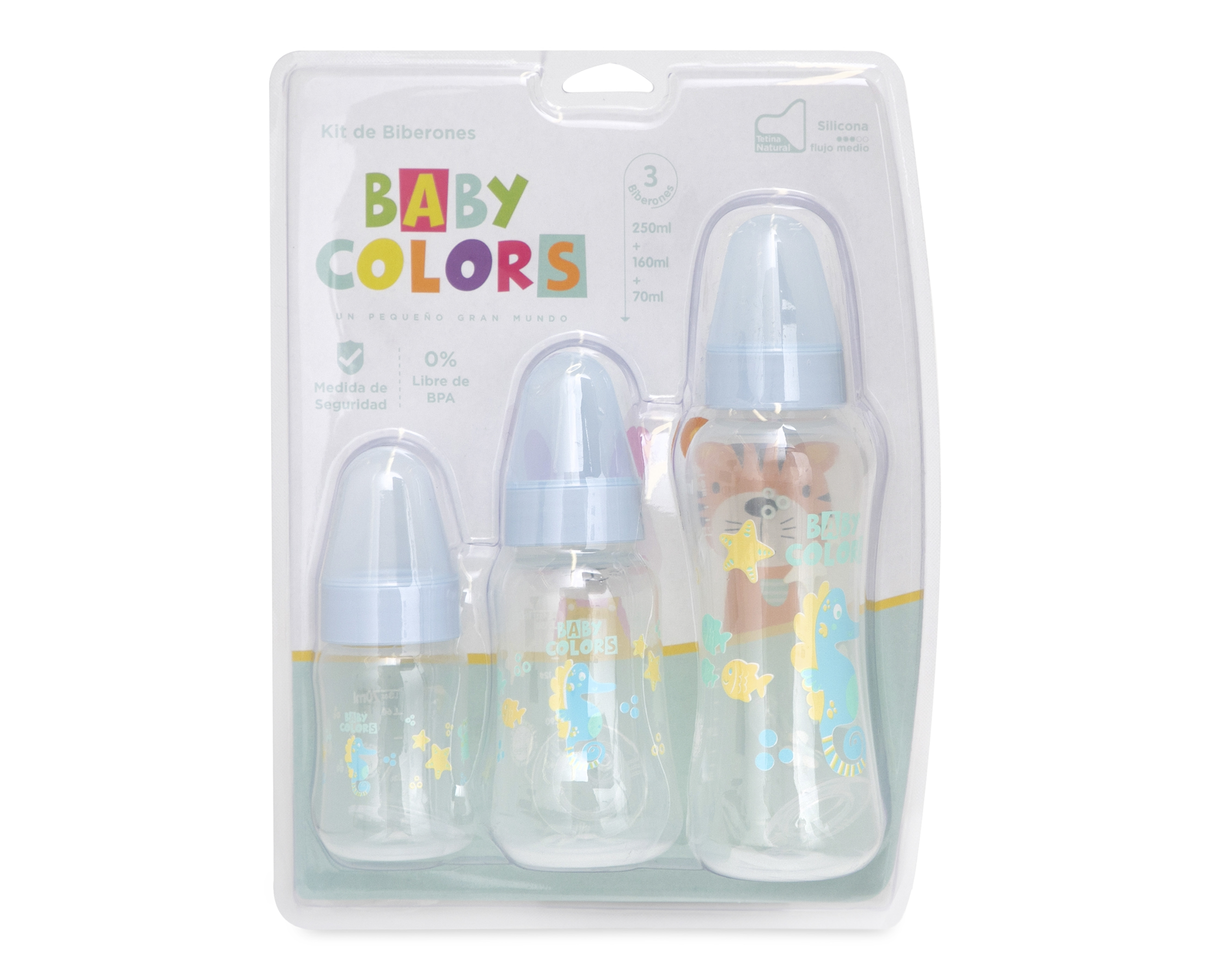 Biberón Baby Colors Libre de BPA 3 Piezas