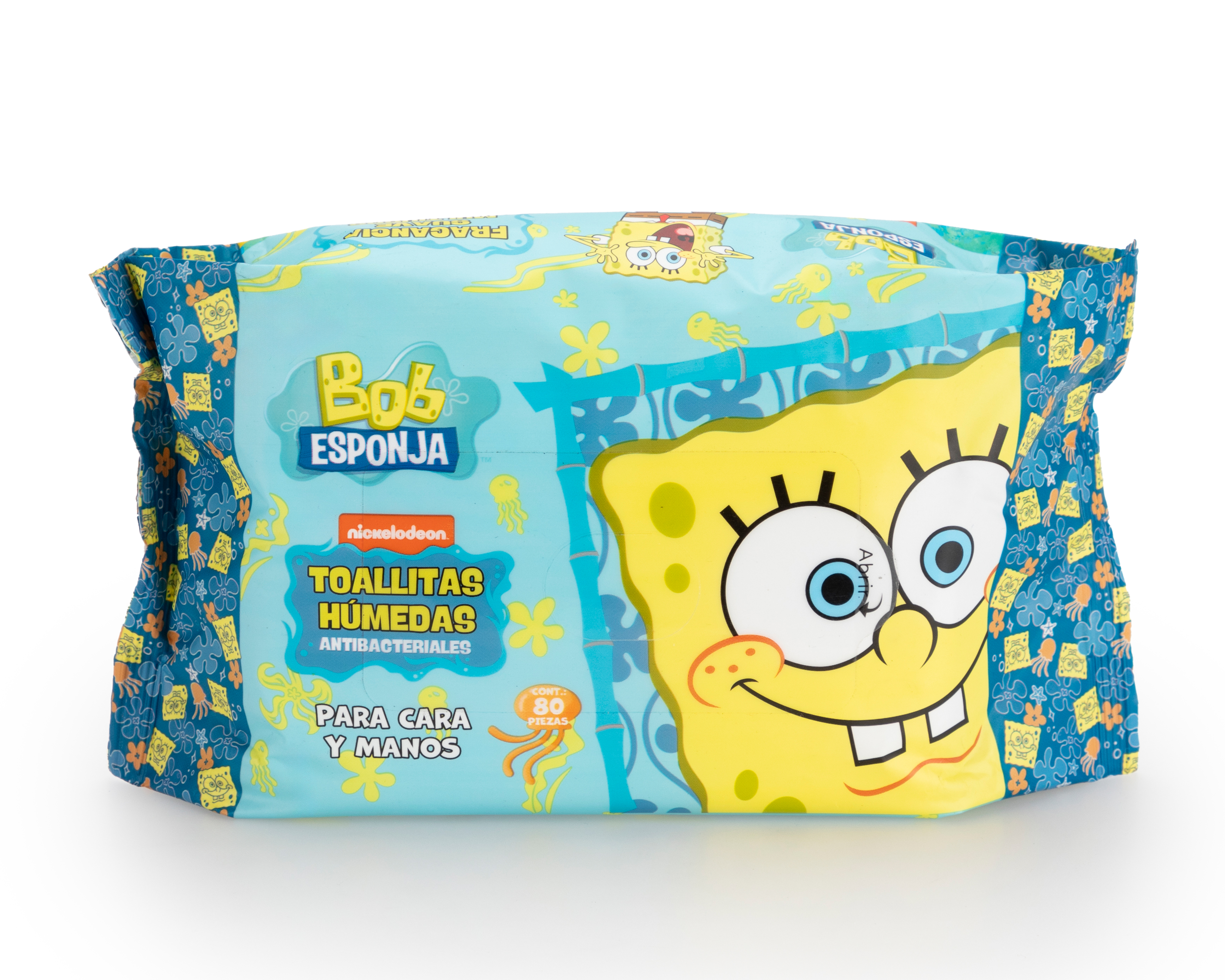 Foto 1 | Foto 1 | Toallitas para Cara y Manos Bob Esponja Antibacteriales 80 Piezas