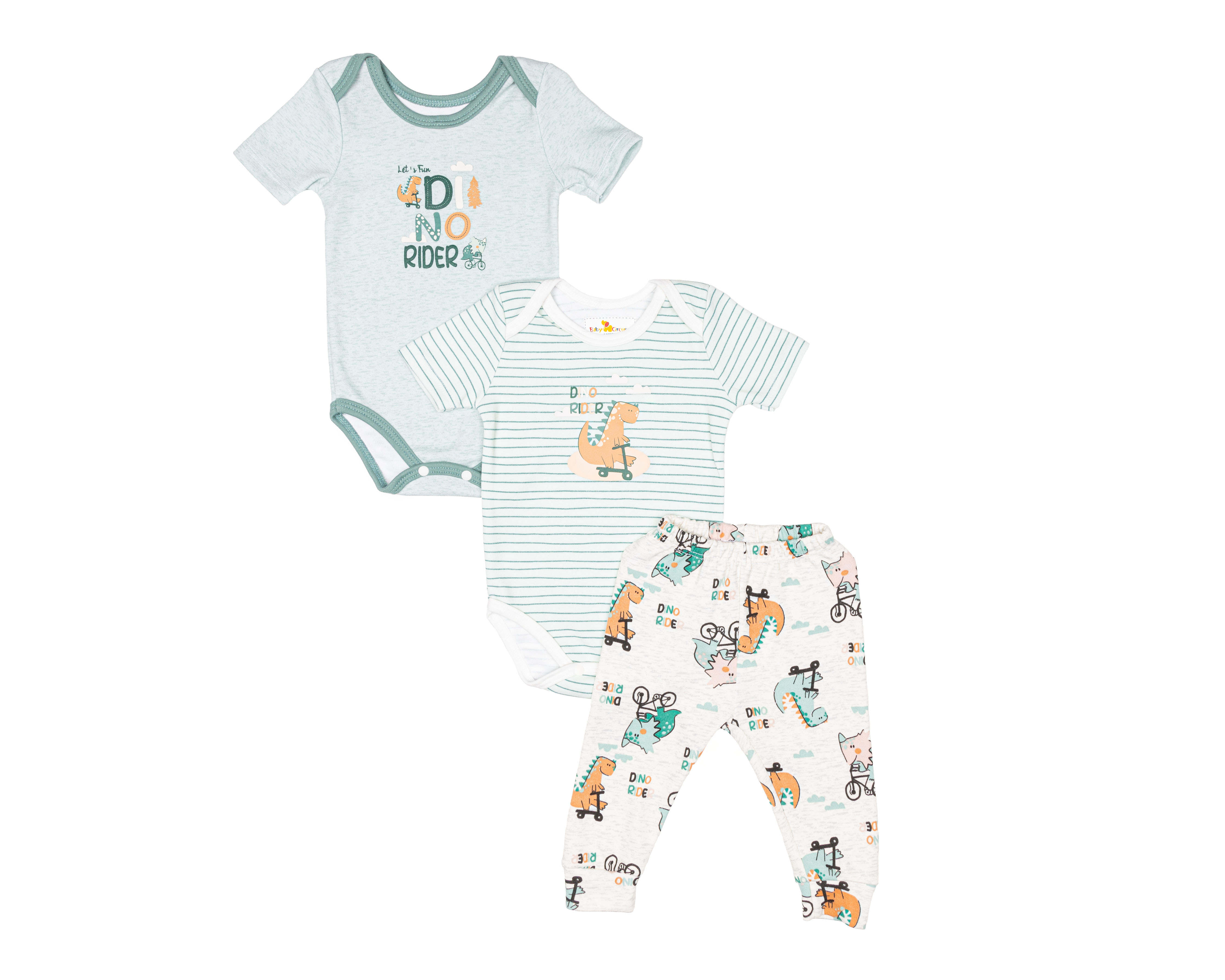 Foto 2 pulgar | Foto 1 | Pañalero para Bebé Niño Baby Circus de Dinosaurio 3 Piezas