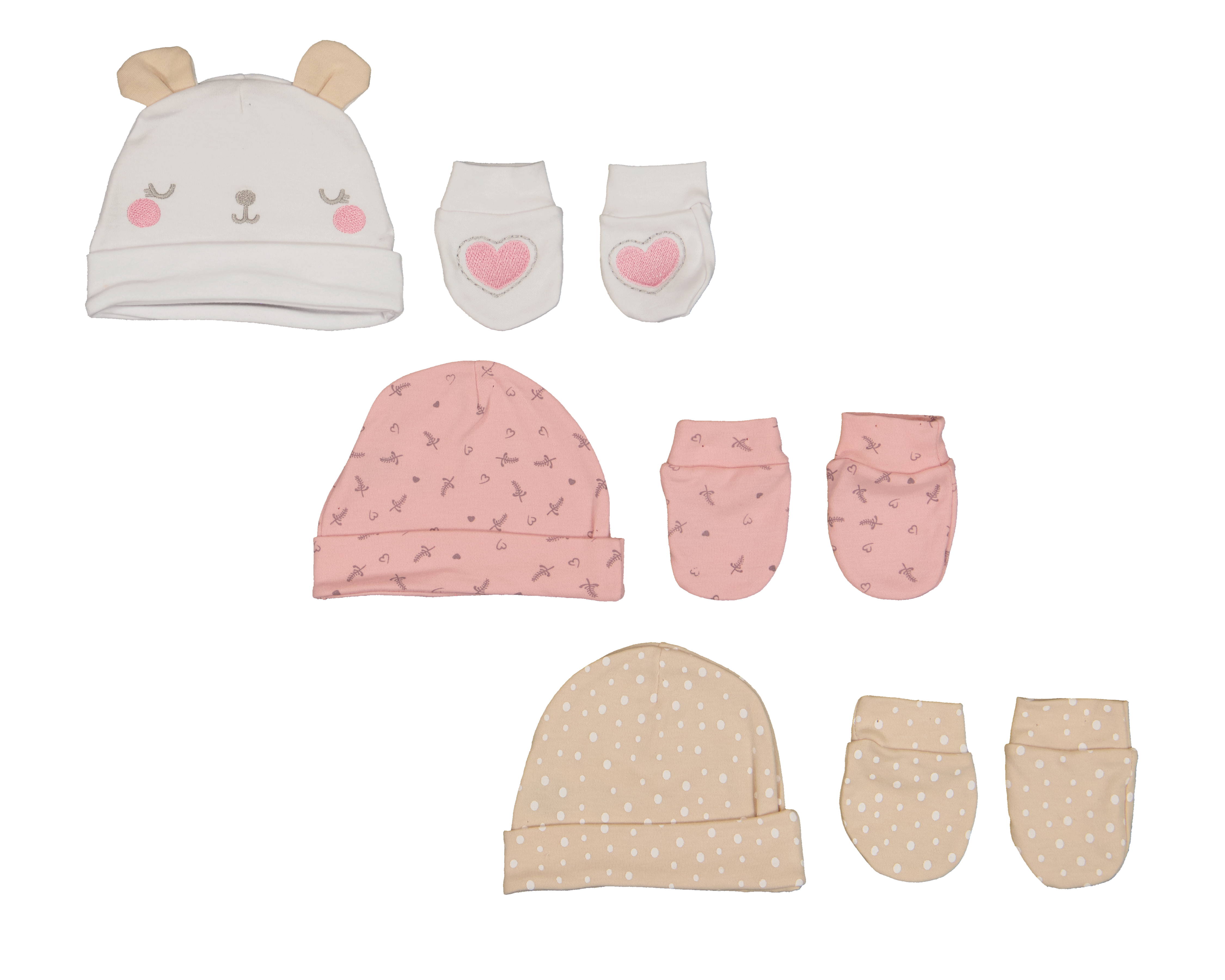 Gorro y Guantes para Bebé Niña Baby Colors 6 Piezas