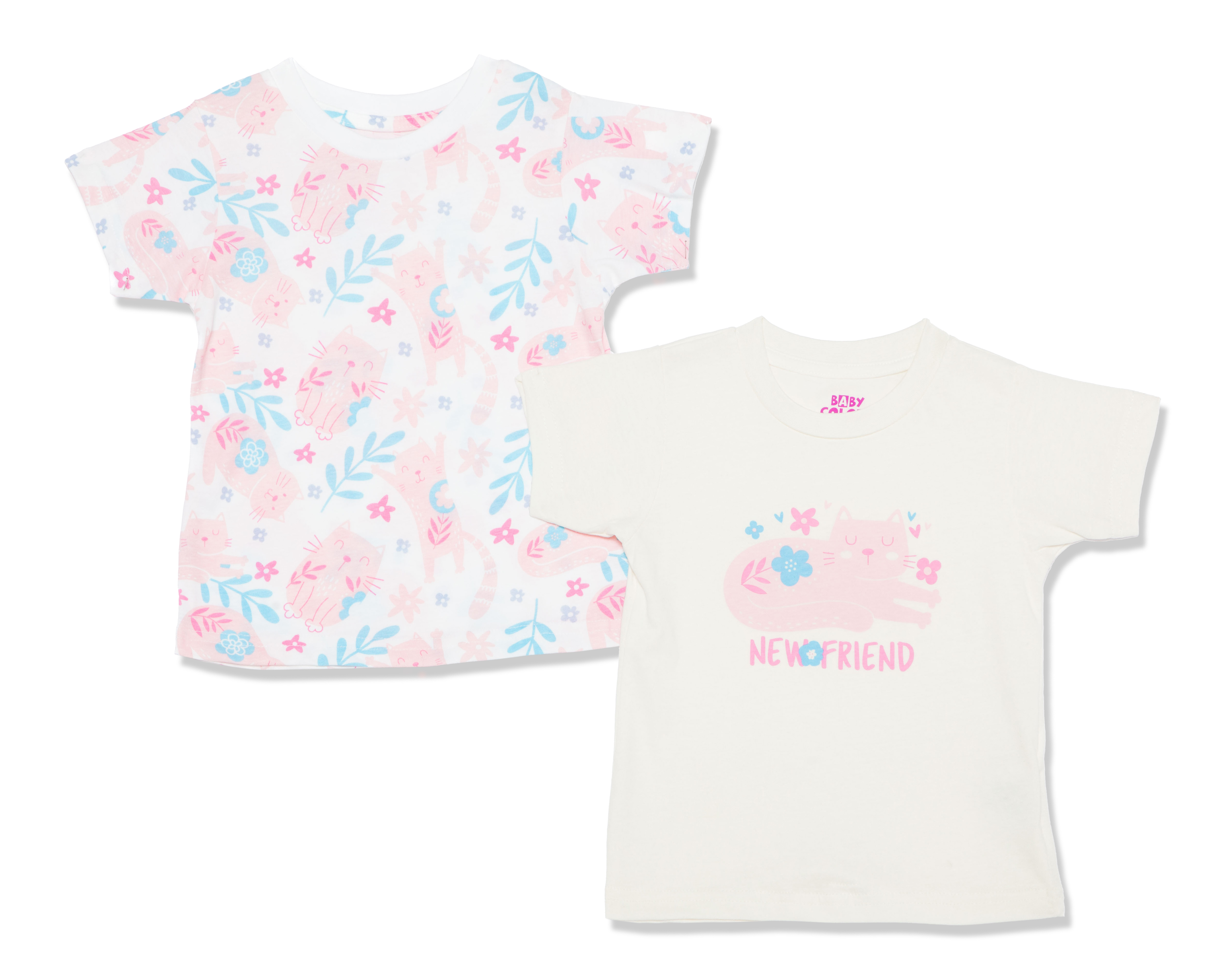 Foto 2 pulgar | Foto 1 | Playera para Bebé Niña Baby Colors de Algodón Manga Corta 2 Piezas