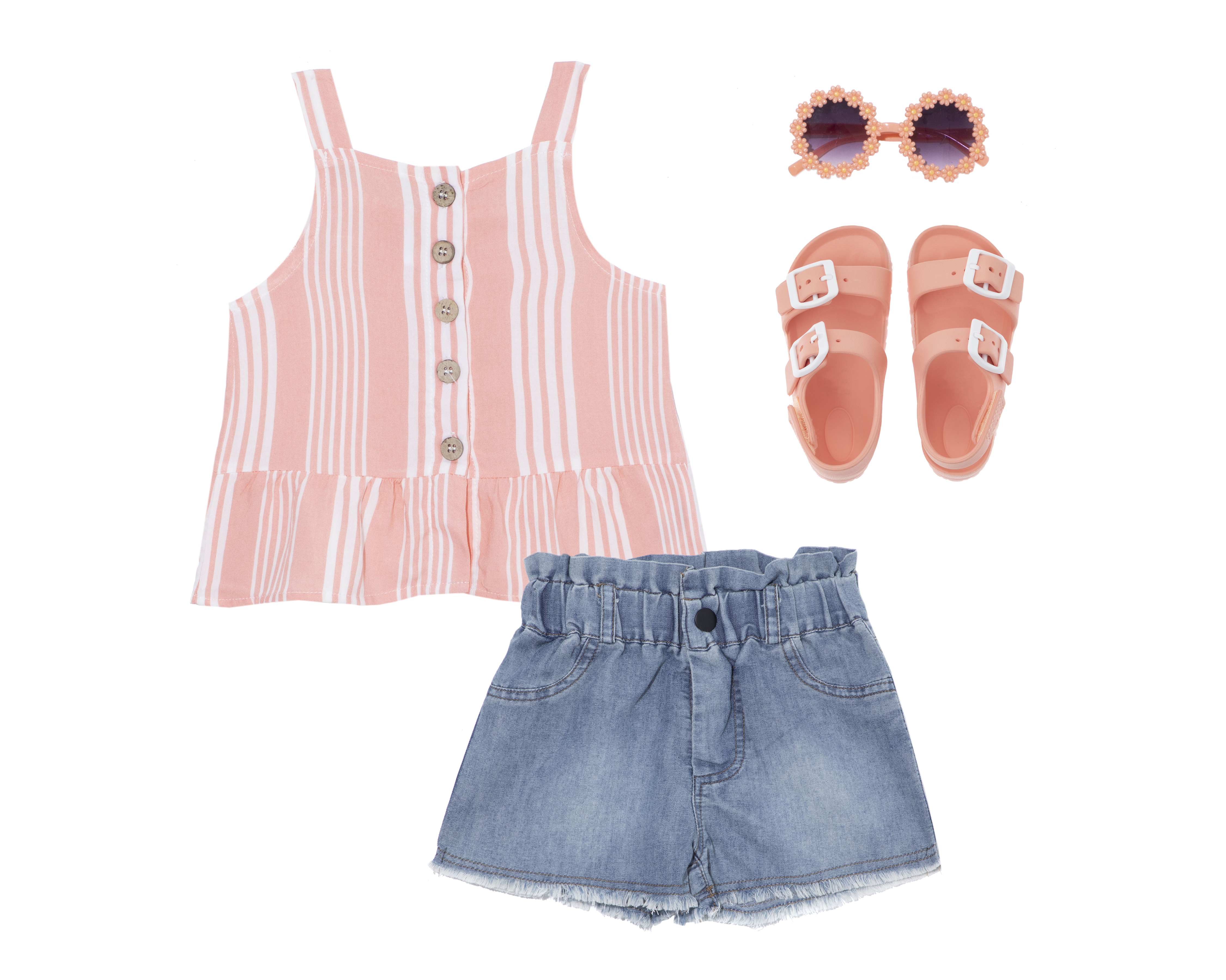 Foto 1 | Foto 1 | Conjunto para Bebé Niña Baby Colors a Rayas 4 Piezas