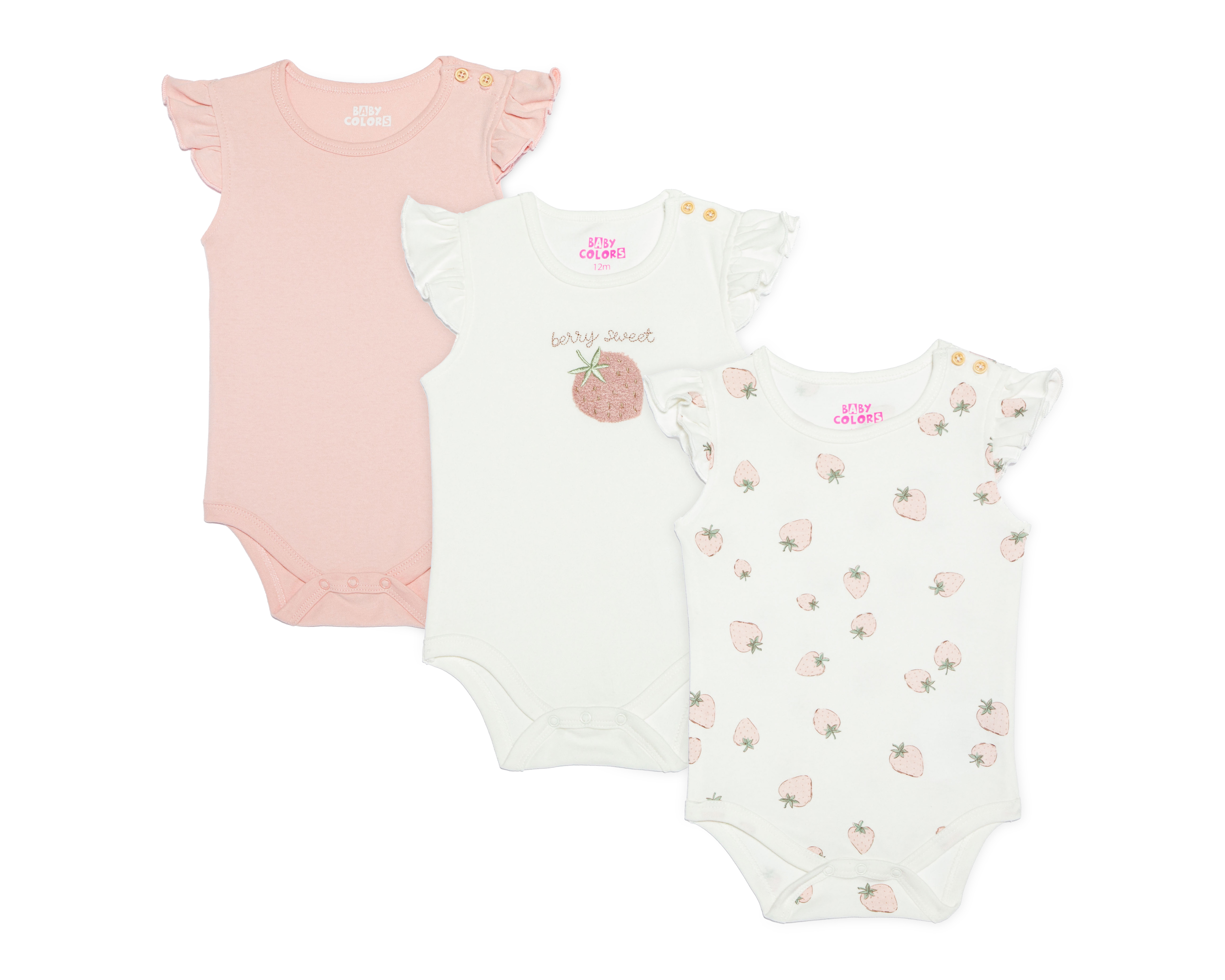 Pañalero para Bebé Niña Baby Colors Manga Corta 3 Piezas