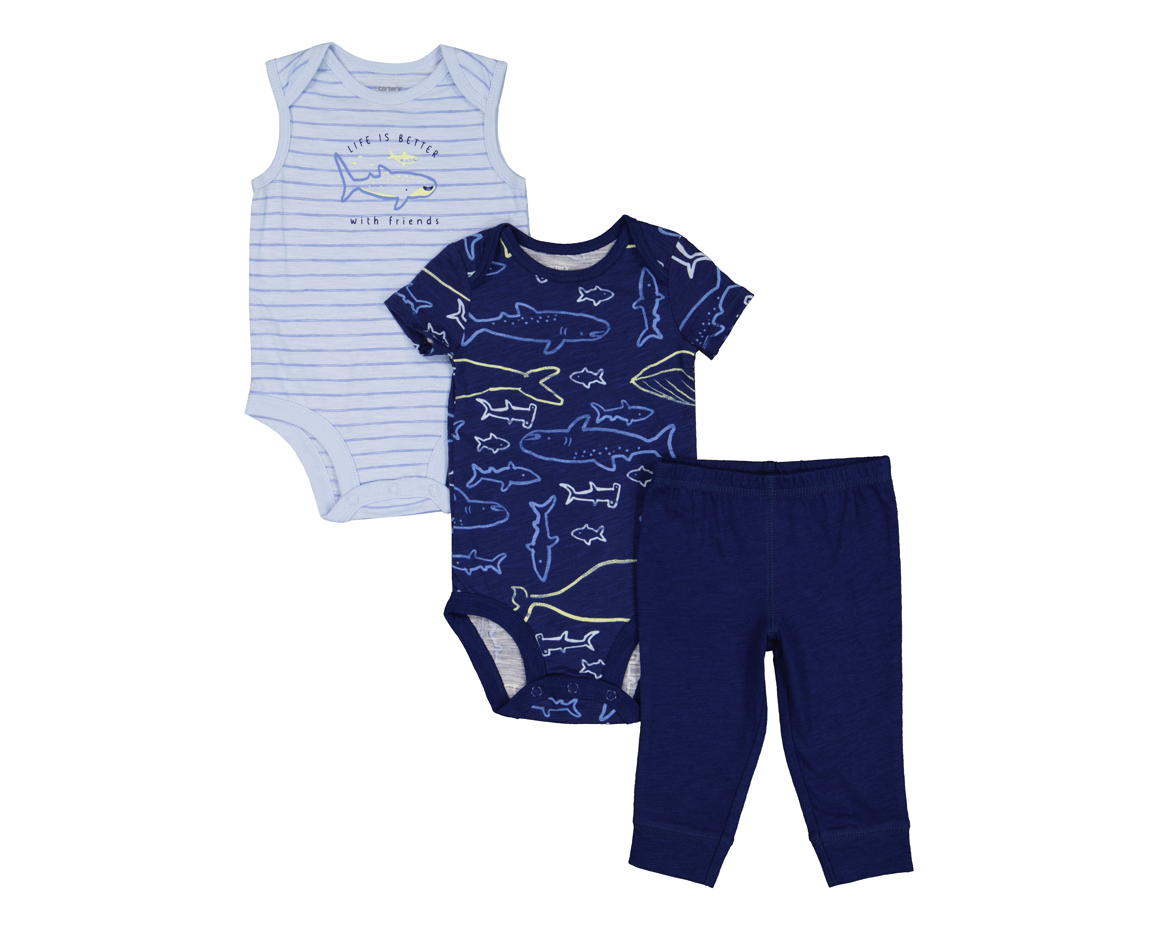 Pañalero para Bebé Niño Baby Colors de Algodón Tiburones 3 Piezas