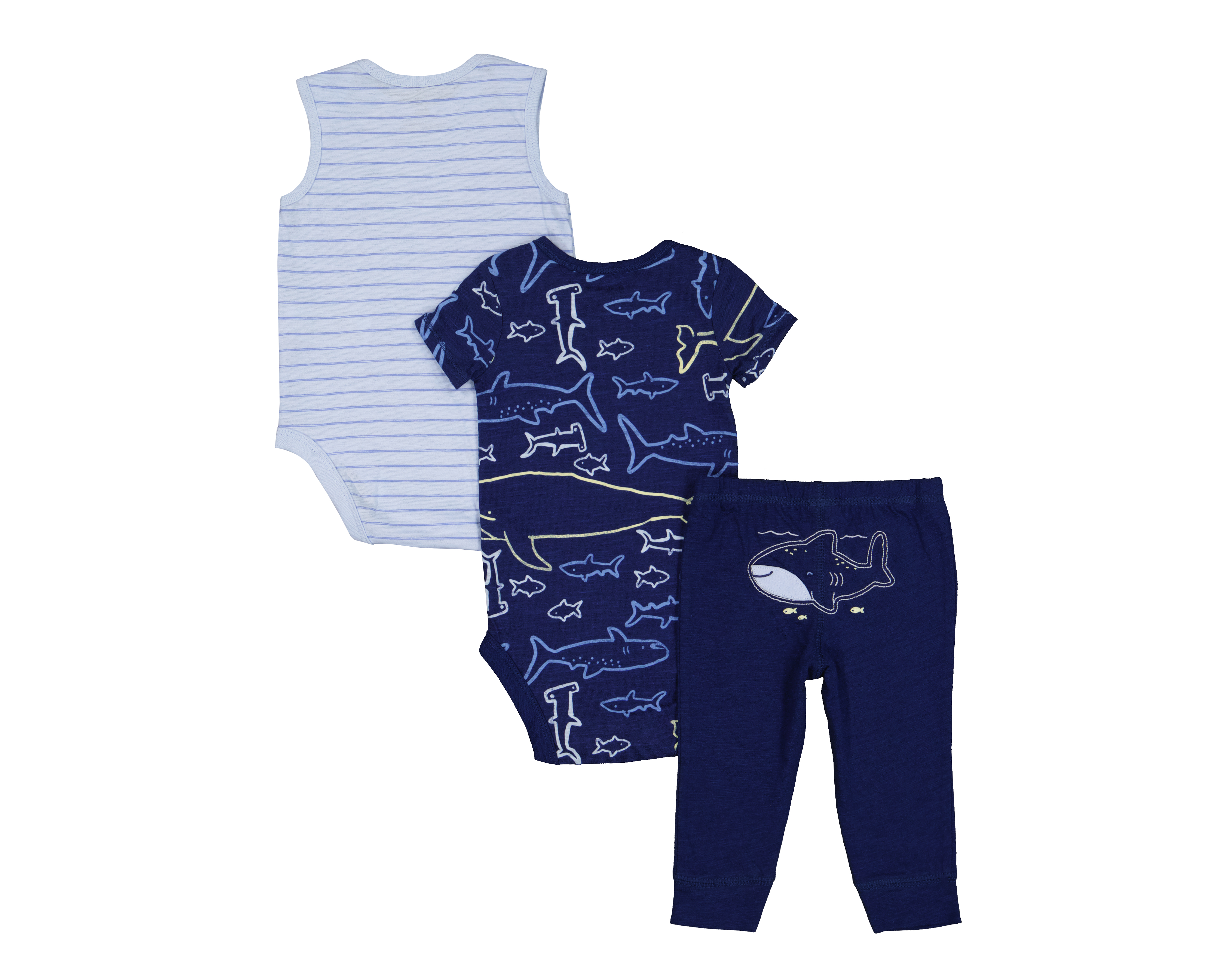 Foto 3 pulgar | Foto 2 | Pañalero para Bebé Niño Baby Colors de Algodón Tiburones 3 Piezas