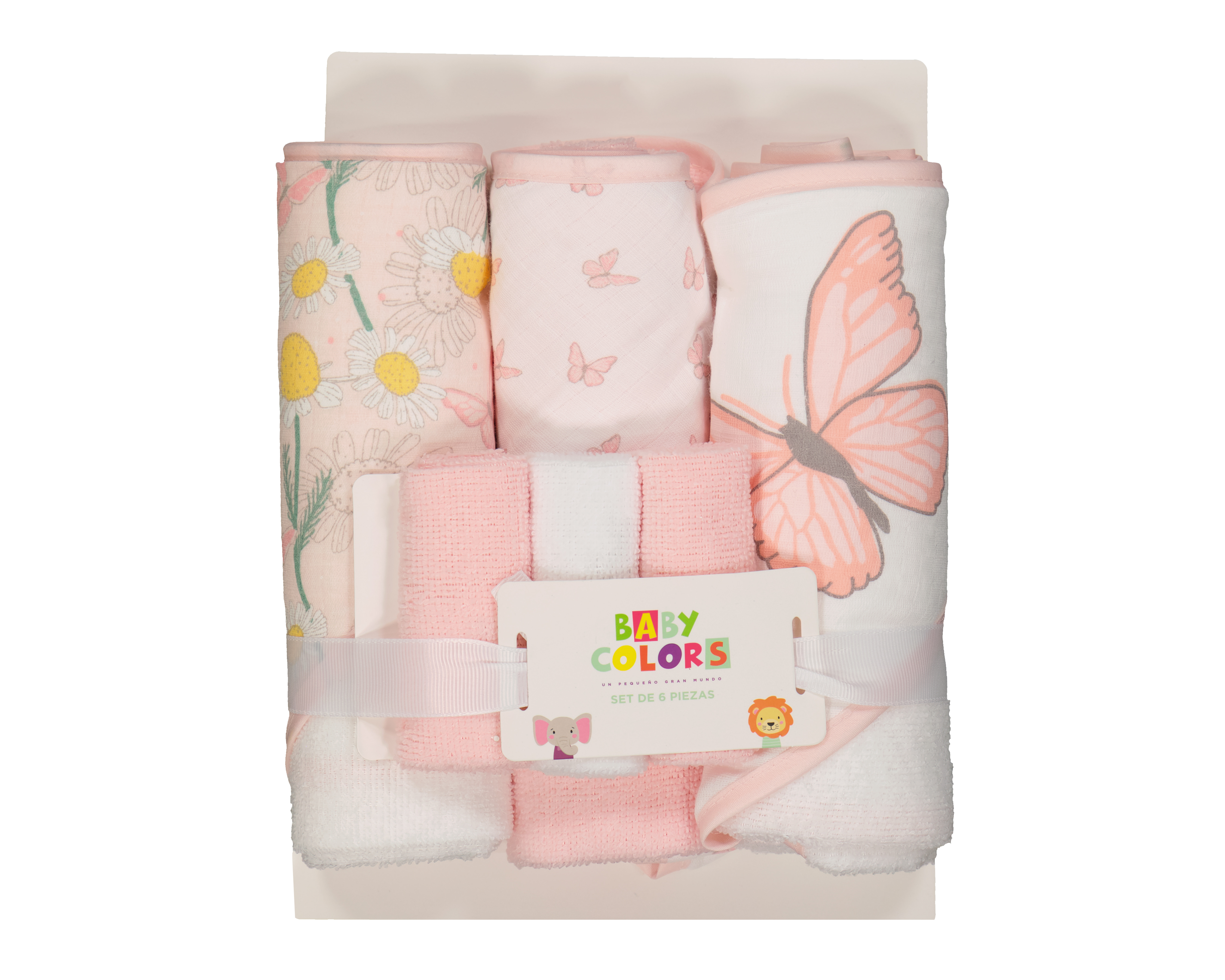 Foto 7 | Foto 7 | Toalla de Baño y Toalla Facial para Bebé Niña Baby Colors 6 Piezas
