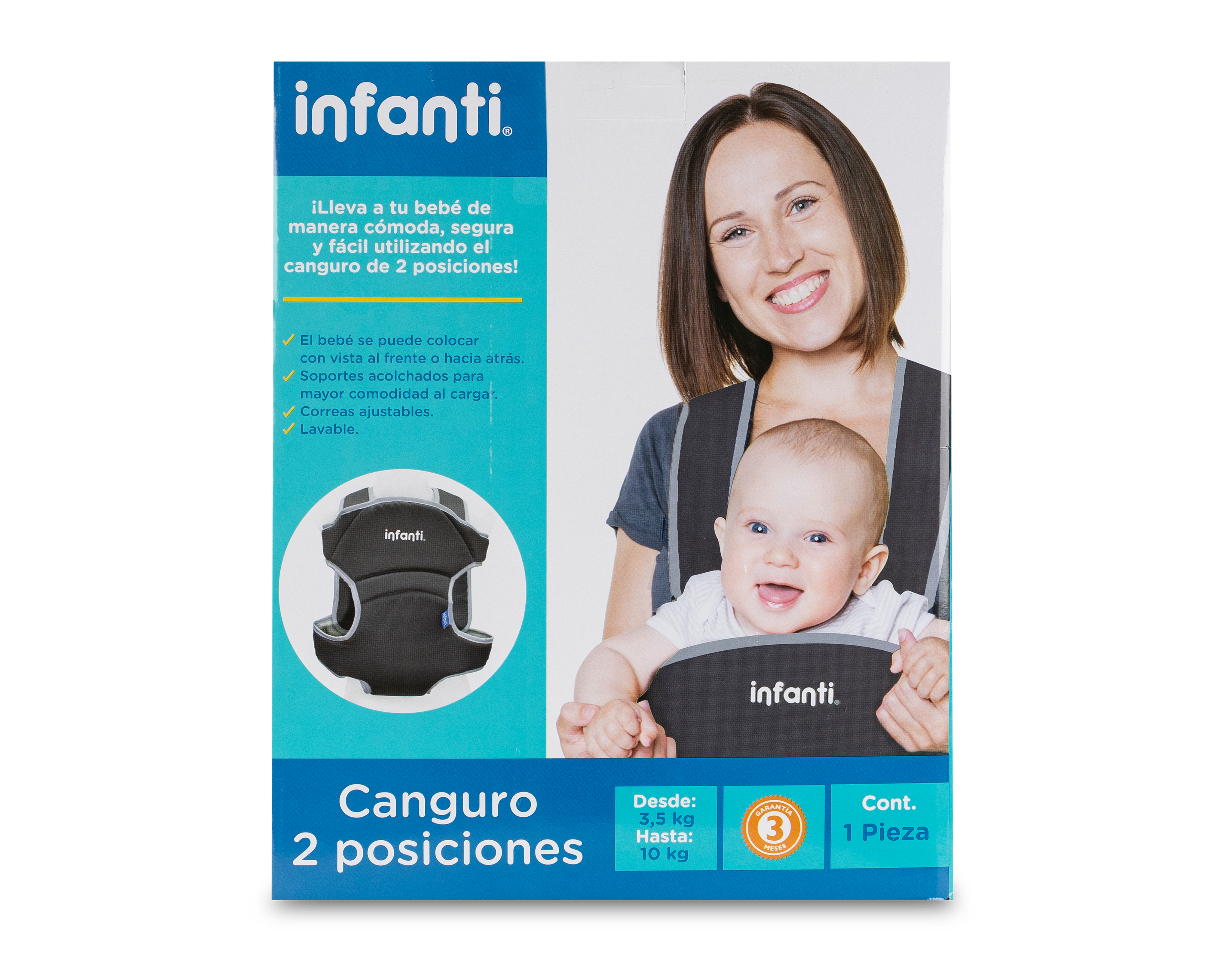 Foto 2 pulgar | Foto 1 | Canguro para Bebé Infanti Gris