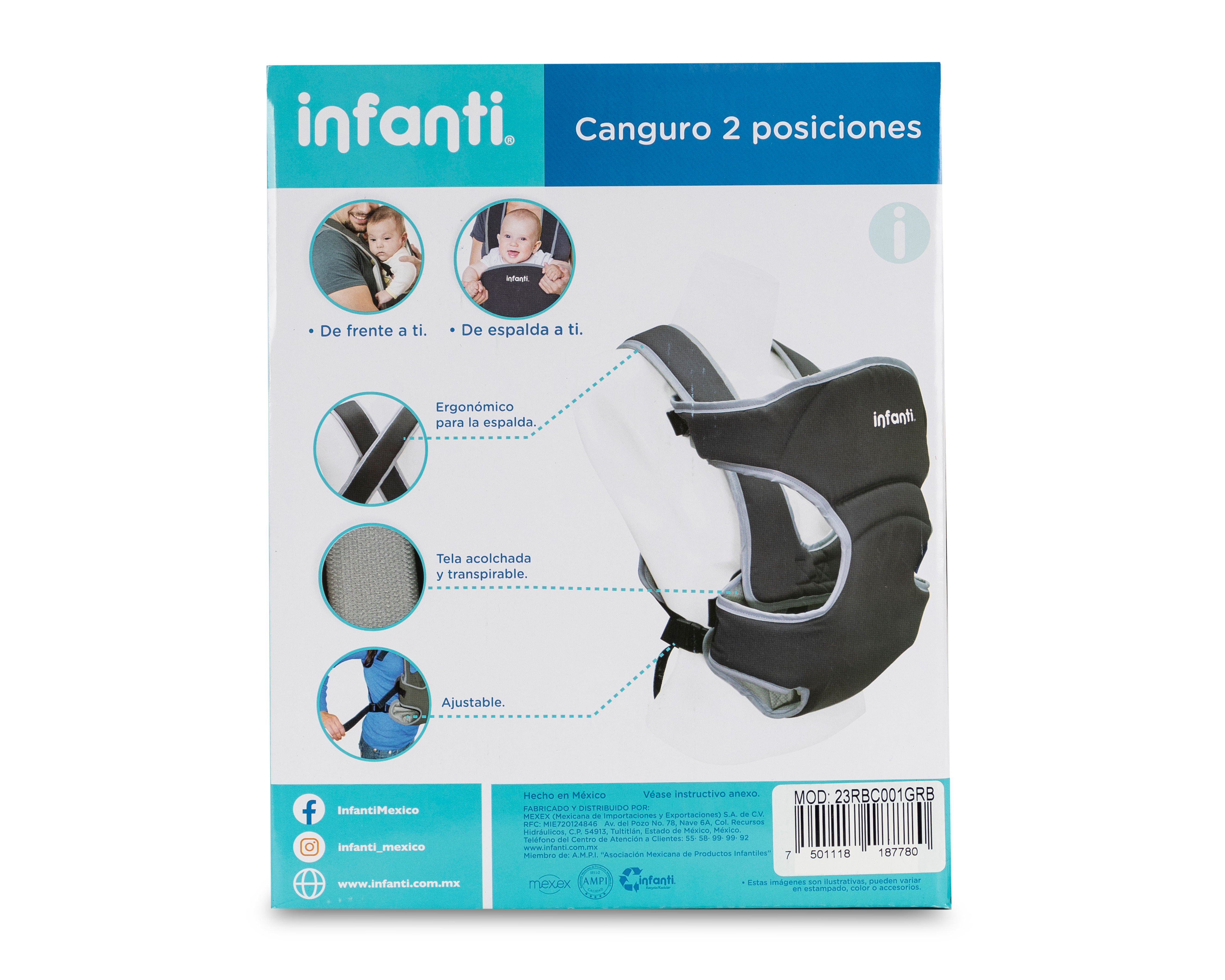 Foto 2 | Foto 2 | Canguro para Bebé Infanti Gris