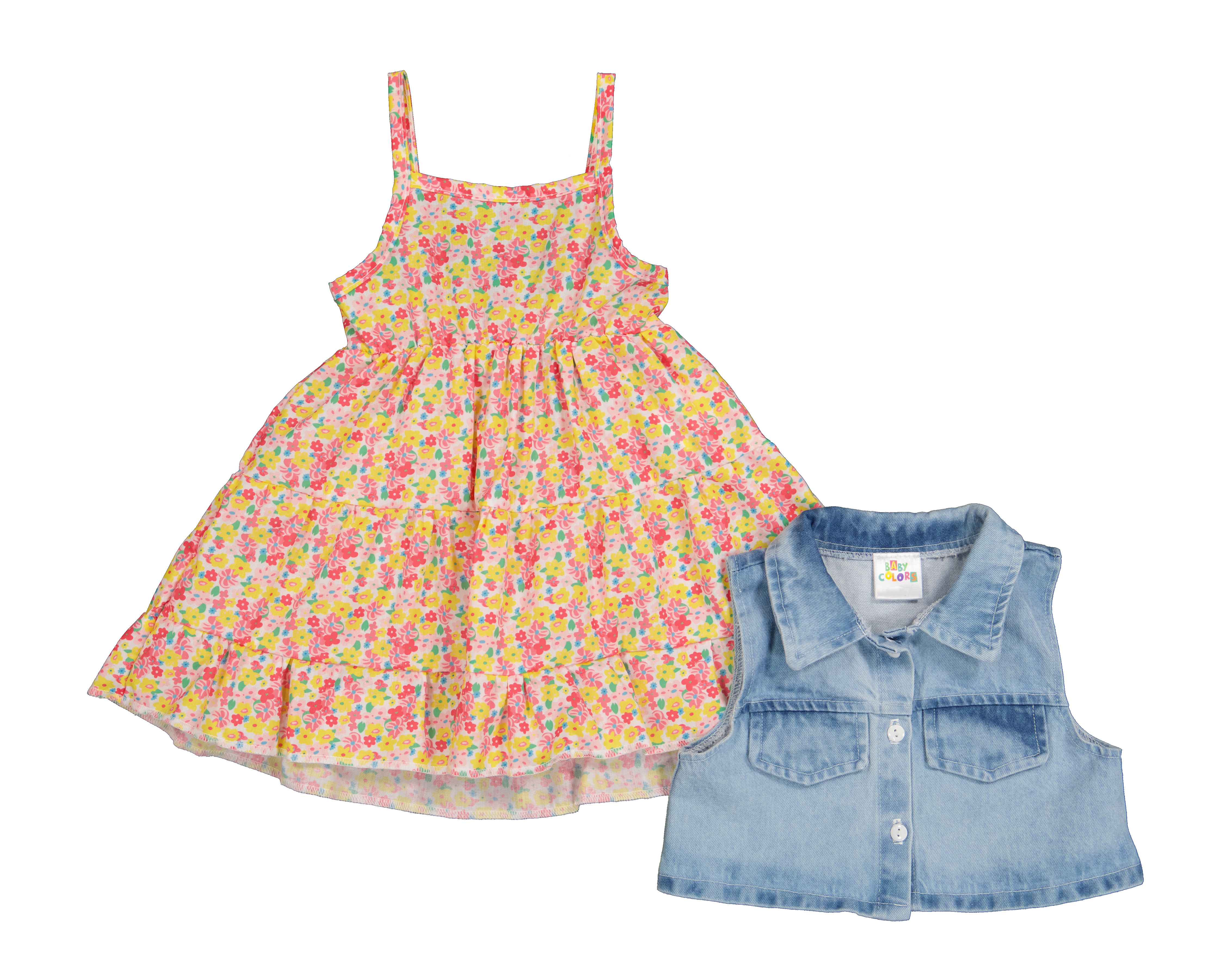 Foto 1 | Foto 1 | Vestido y Chaleco para Bebé Niña Baby Colors 2 Piezas