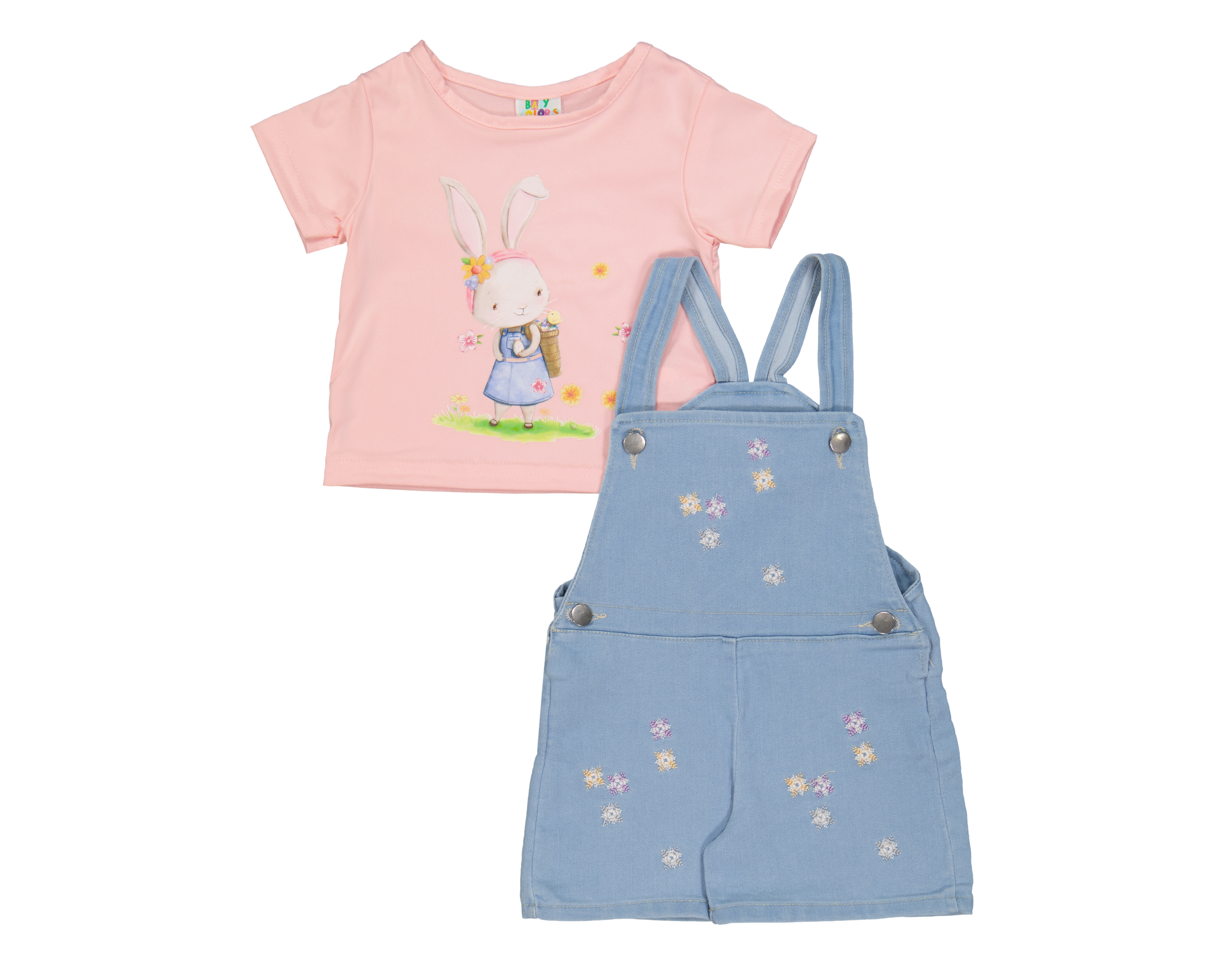 Foto 2 pulgar | Foto 1 | Overol y Playera de Algodon para Bebé Niña Baby Colors