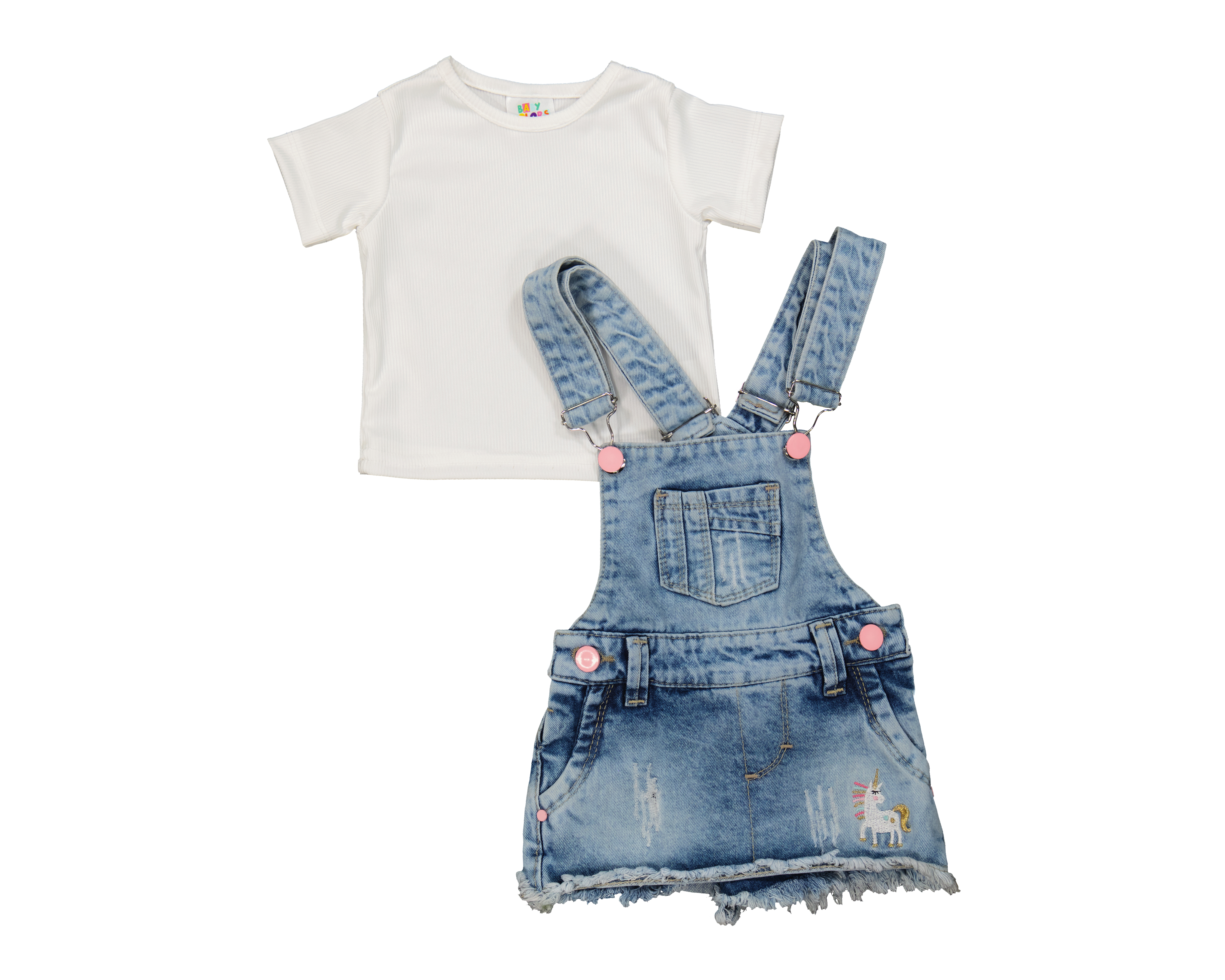 Foto 2 pulgar | Foto 1 | Overol y Playera de Algodón para Bebé Niña Baby Colors