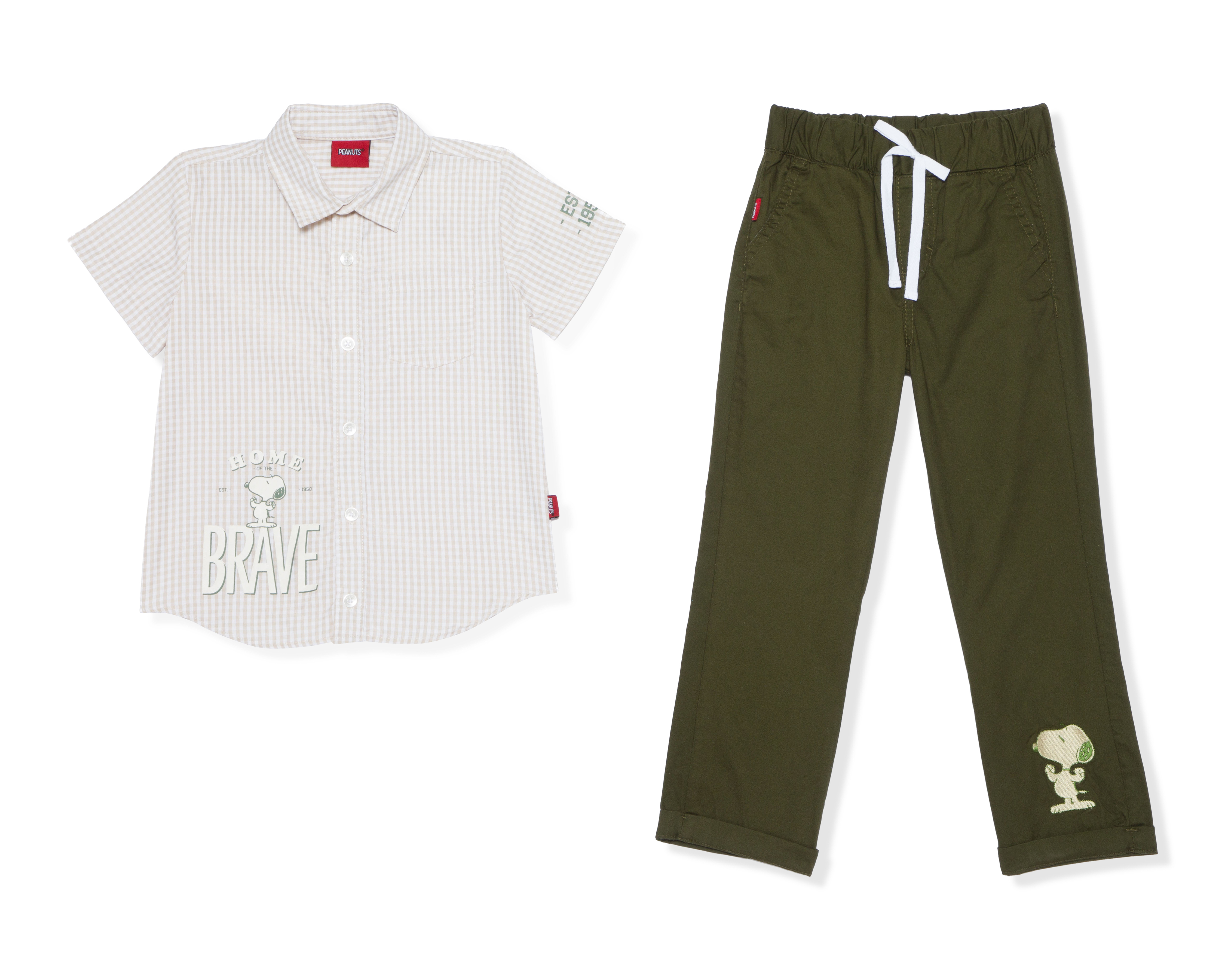 Foto 1 | Foto 1 | Conjunto para Bebé Niño Peanuts a Cuadros 2 Piezas