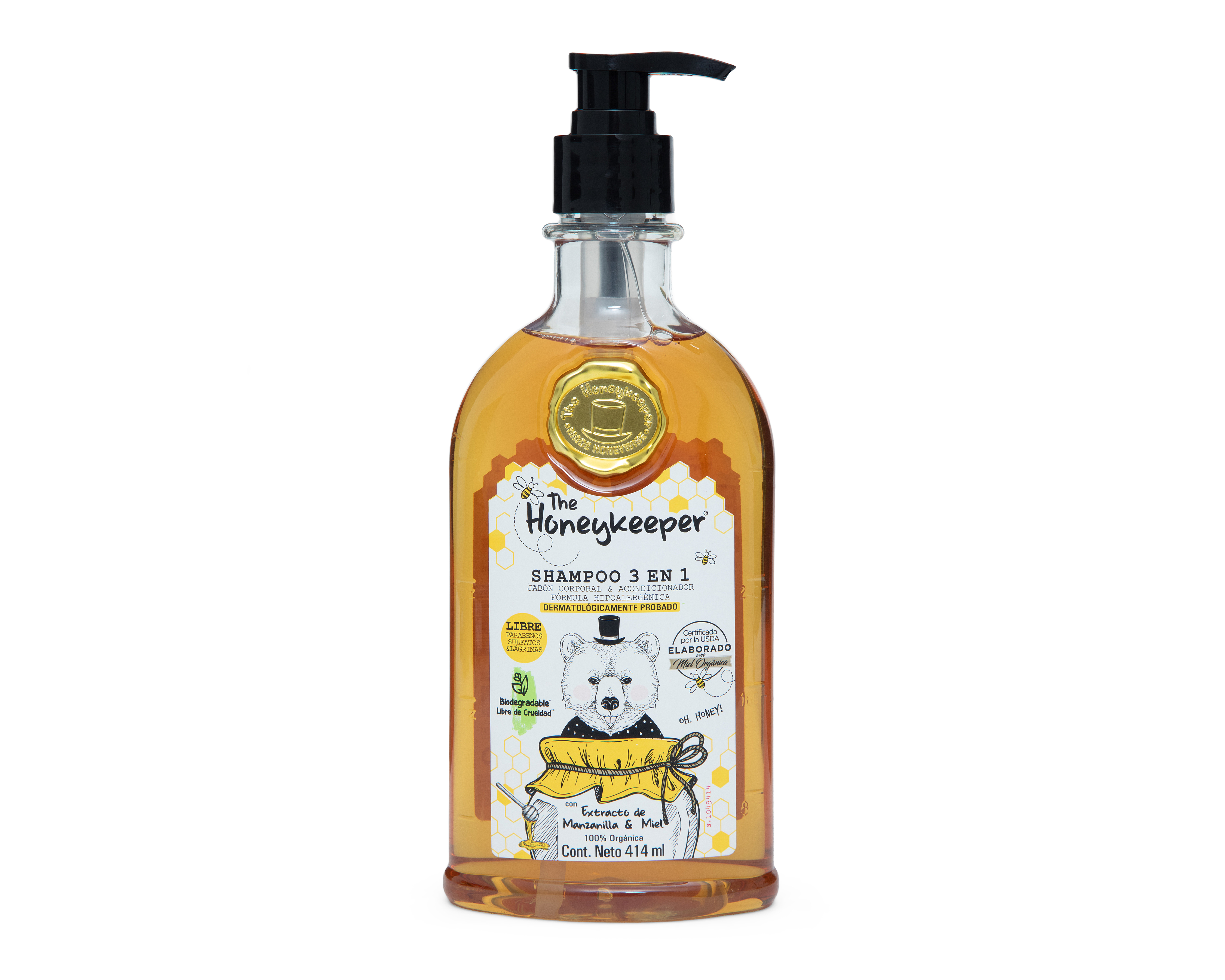 Shampoo 3 en 1 The Honeykeeper con Extracto de Manzanilla y Miel 414 ml