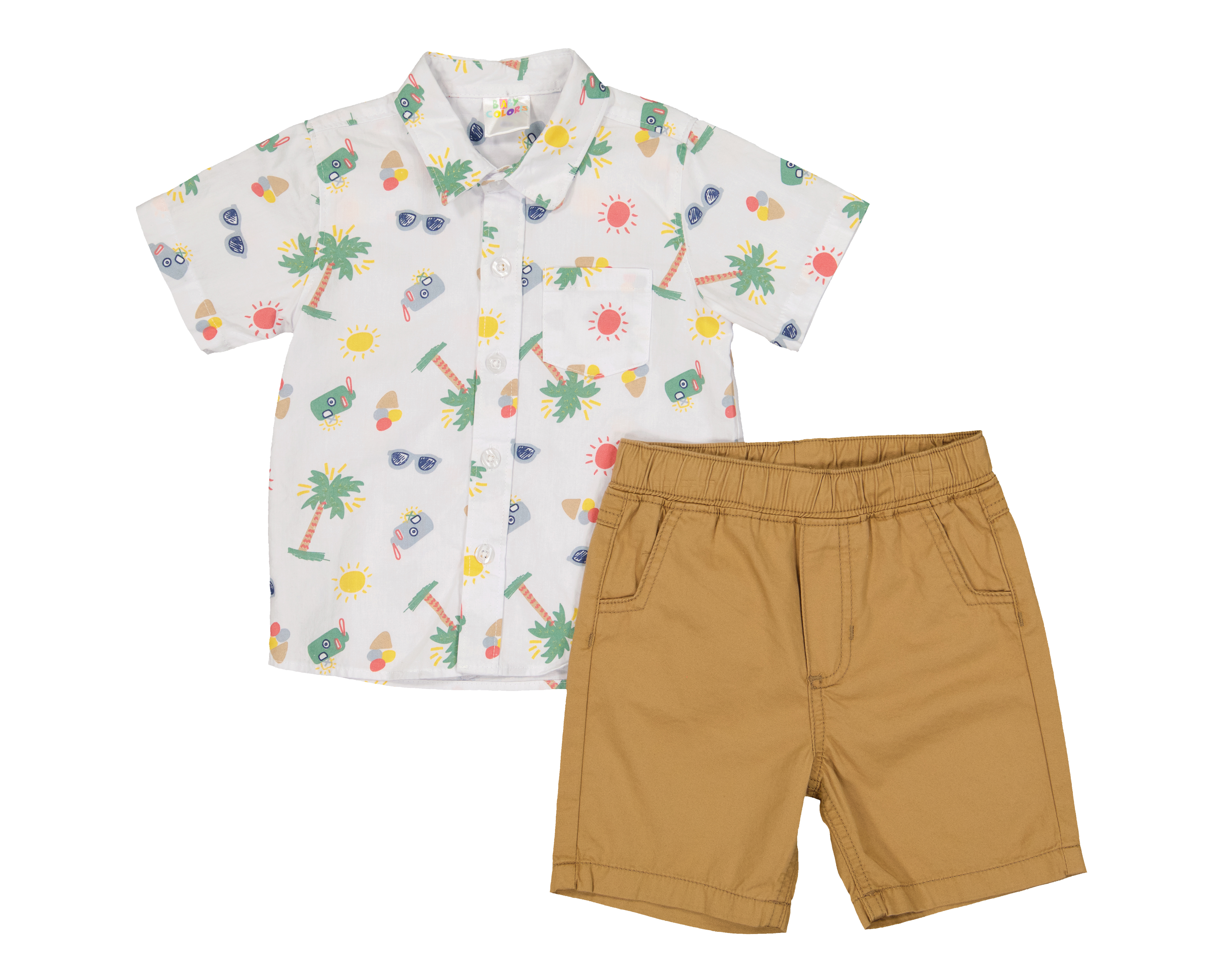 Foto 1 | Foto 1 | Conjunto de Short y Camisa para Bebé Niño Baby Colors de Algodón Estampado 2 Piezas