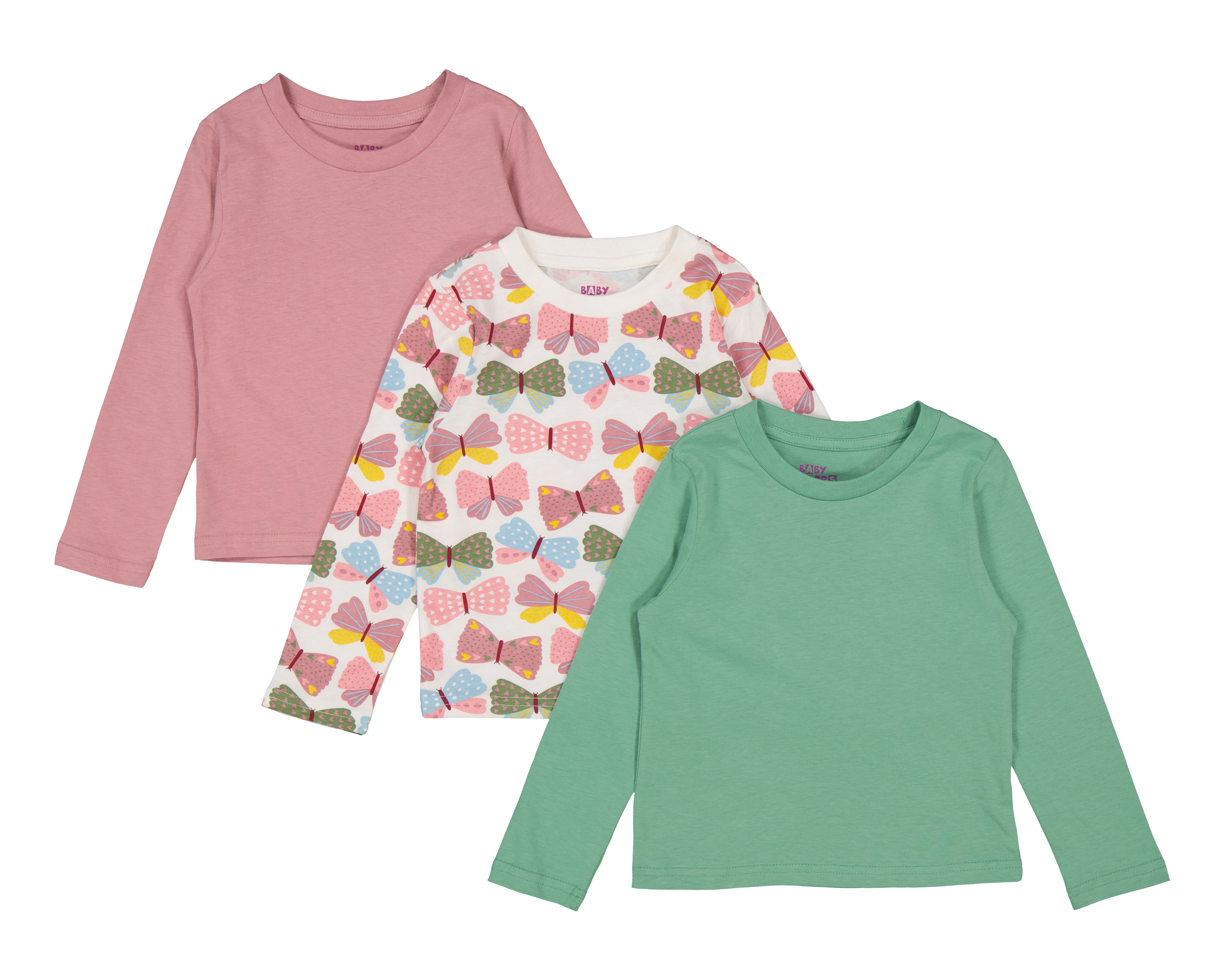 Playera para Bebé Niña Baby Colors de Algodón Manga Larga 3 Piezas