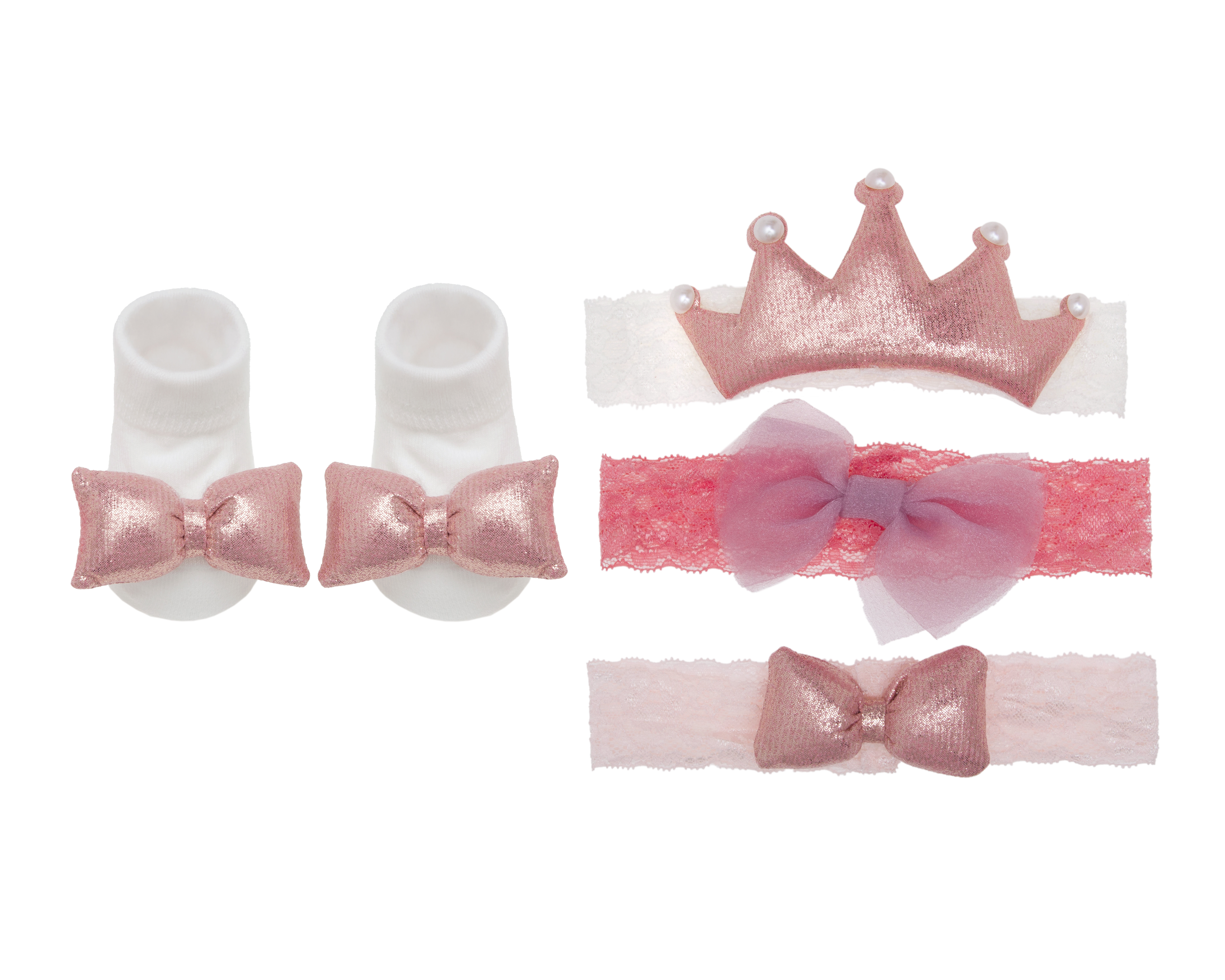 Tiara y Calceta para Bebé Niña Baby Colors 4 Piezas