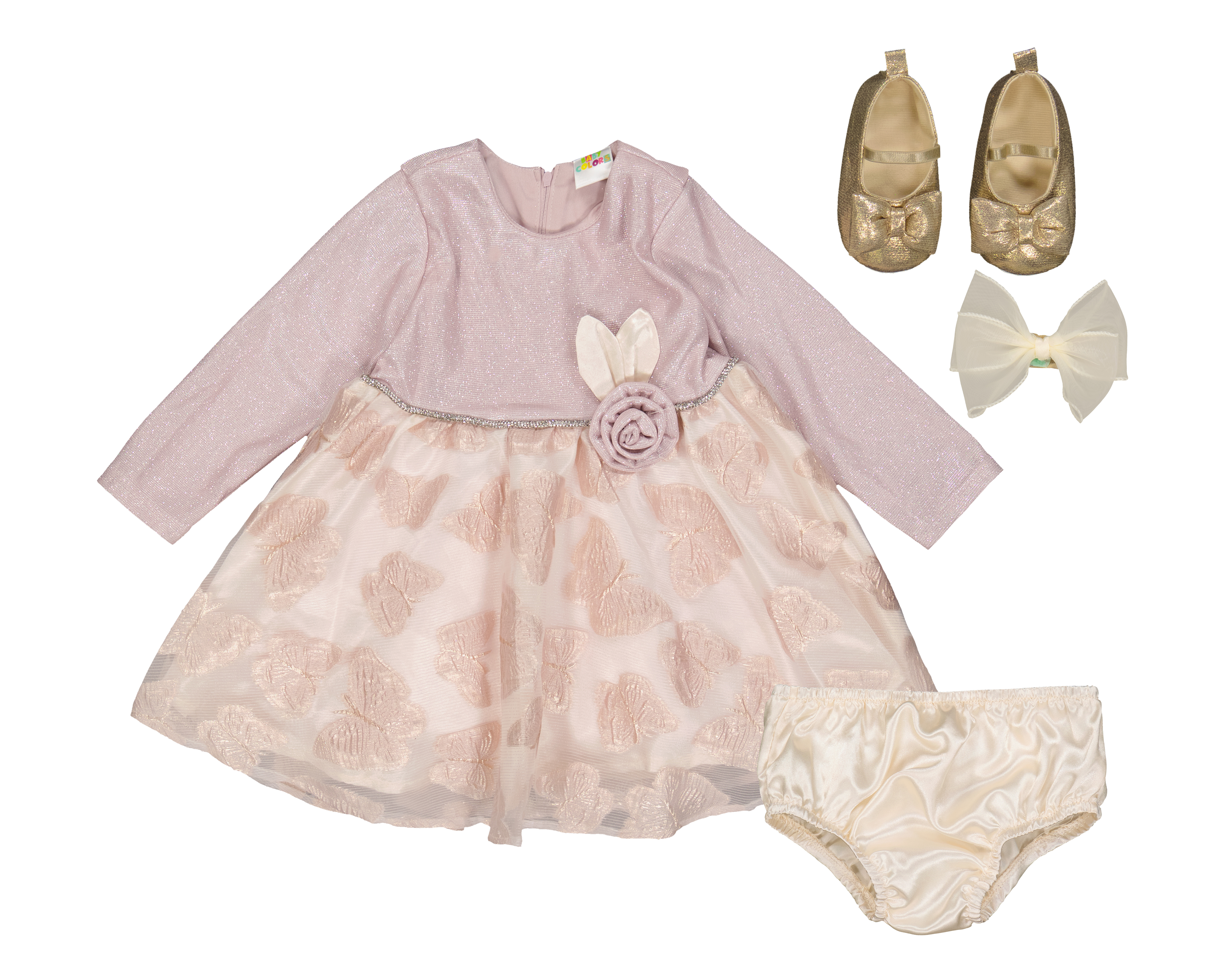 Vestido para Bebé Niña Baby Colors con Accesorios 4 Piezas