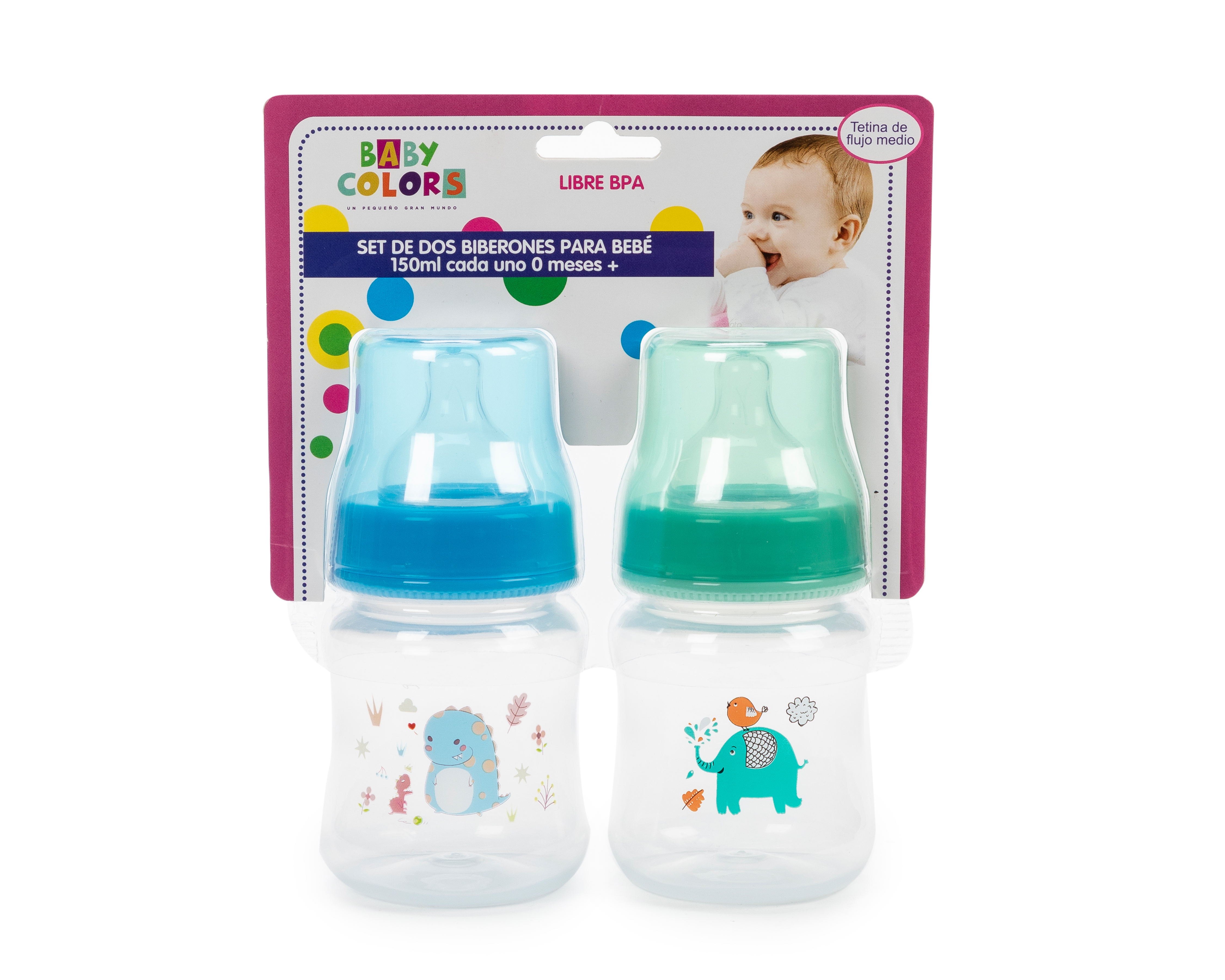Biberón Baby Colors Libre de BPA 2 Piezas