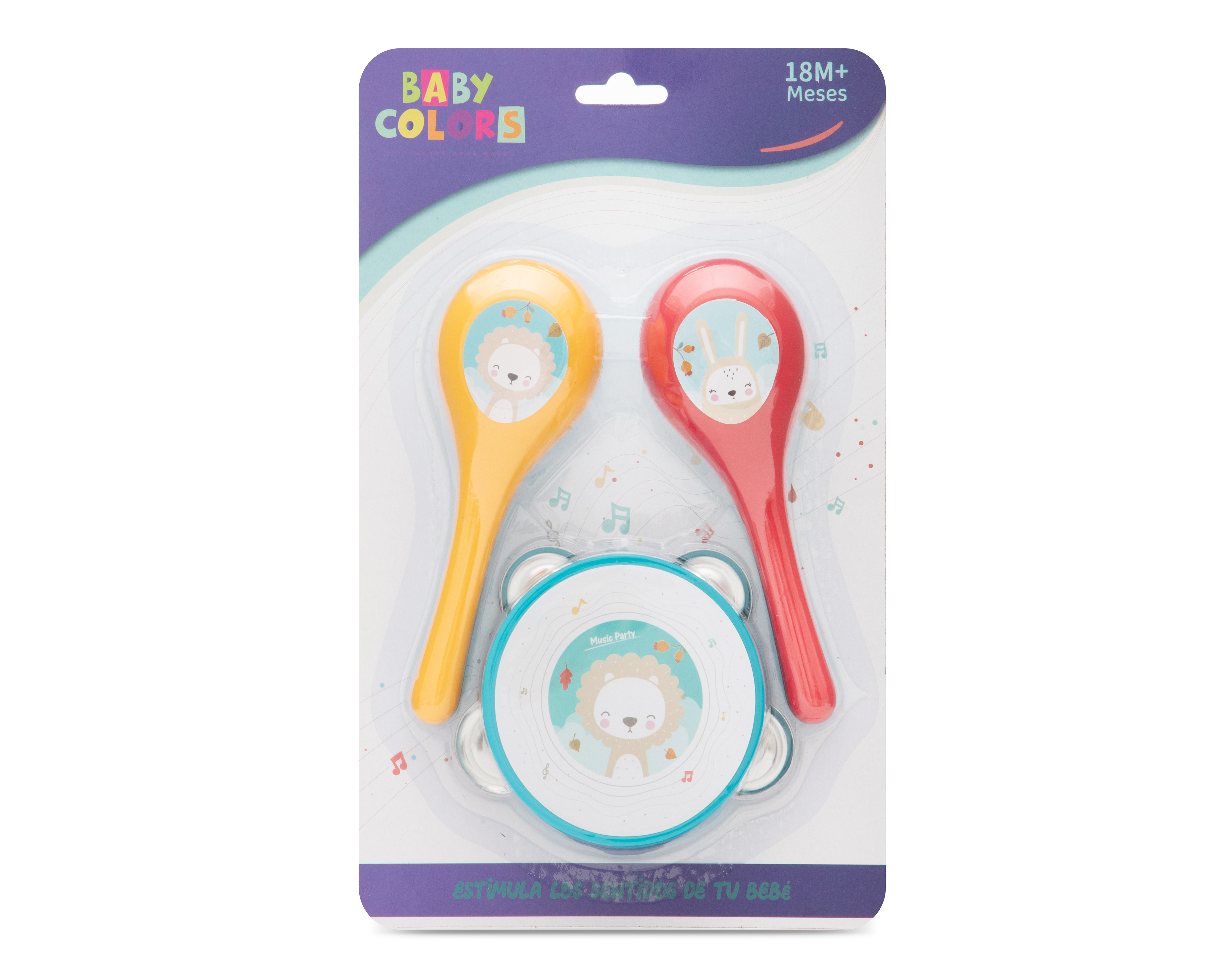Maracas y Pandero para Bebé Baby Colors 3 Piezas