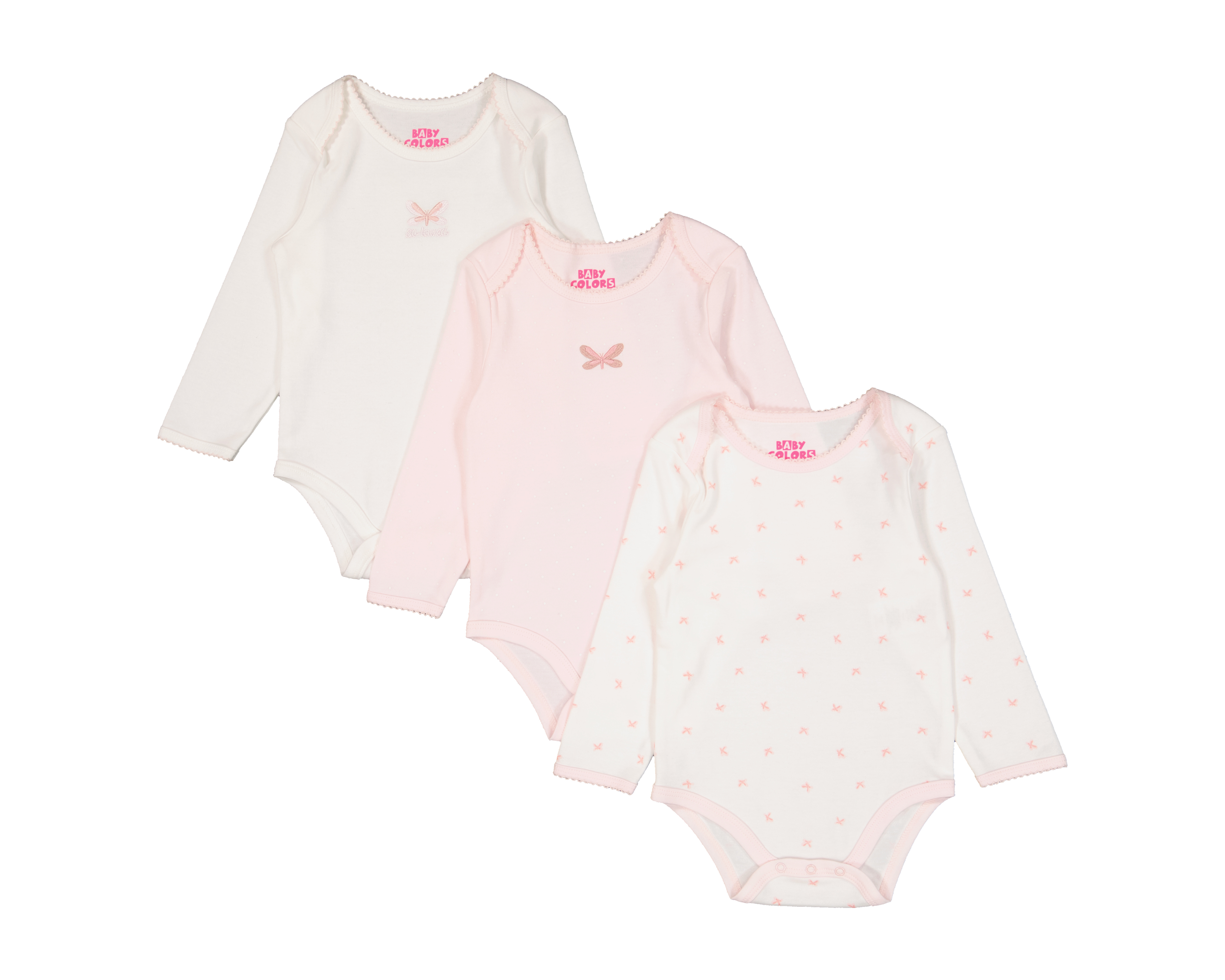 Foto 2 pulgar | Foto 1 | Pañalero para Bebé Niña Baby Colors de Algodón Bordado 3 Piezas