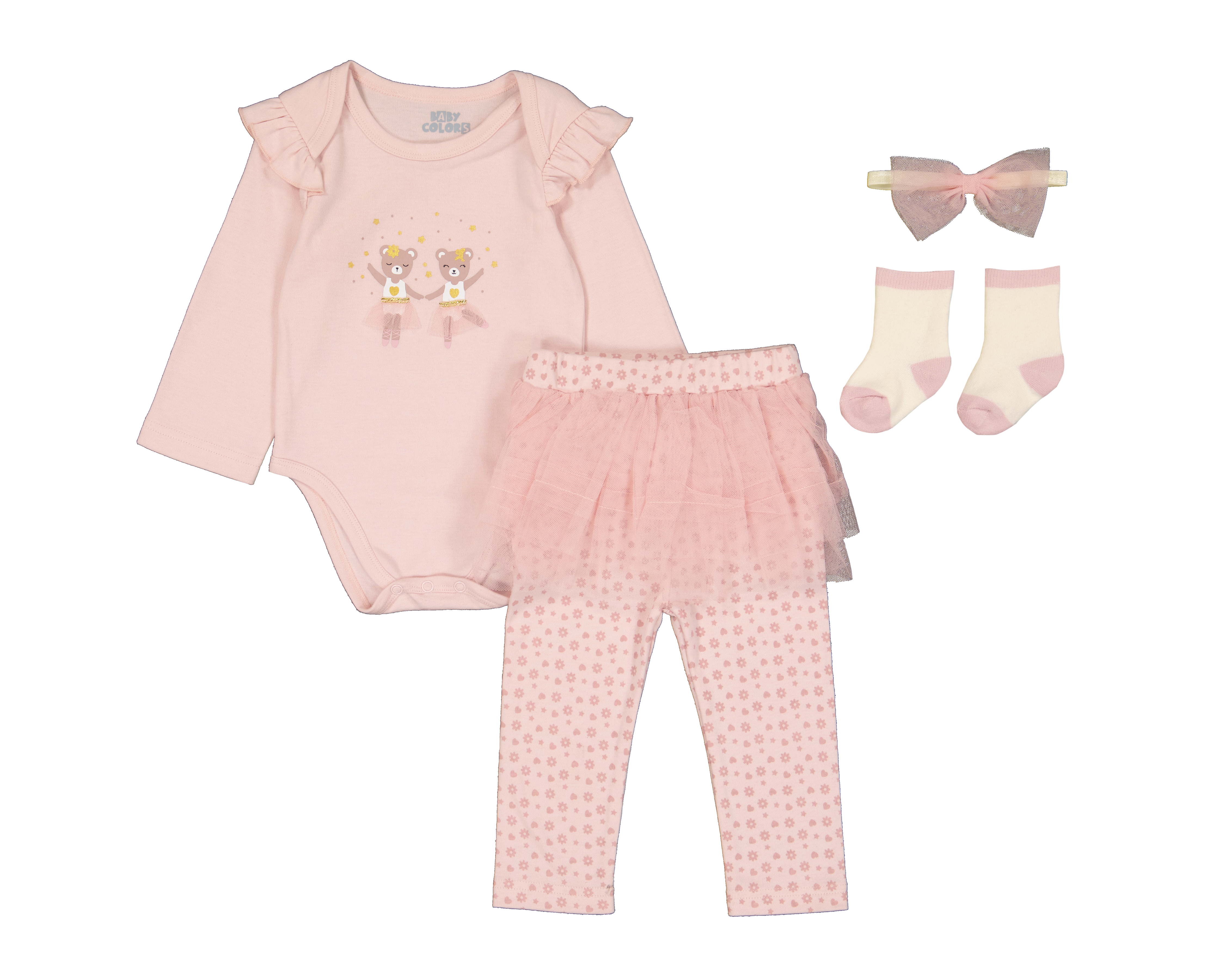 Foto 2 pulgar | Foto 1 | Conjunto de Algodón para Bebé Niña Baby Colors 4 Piezas