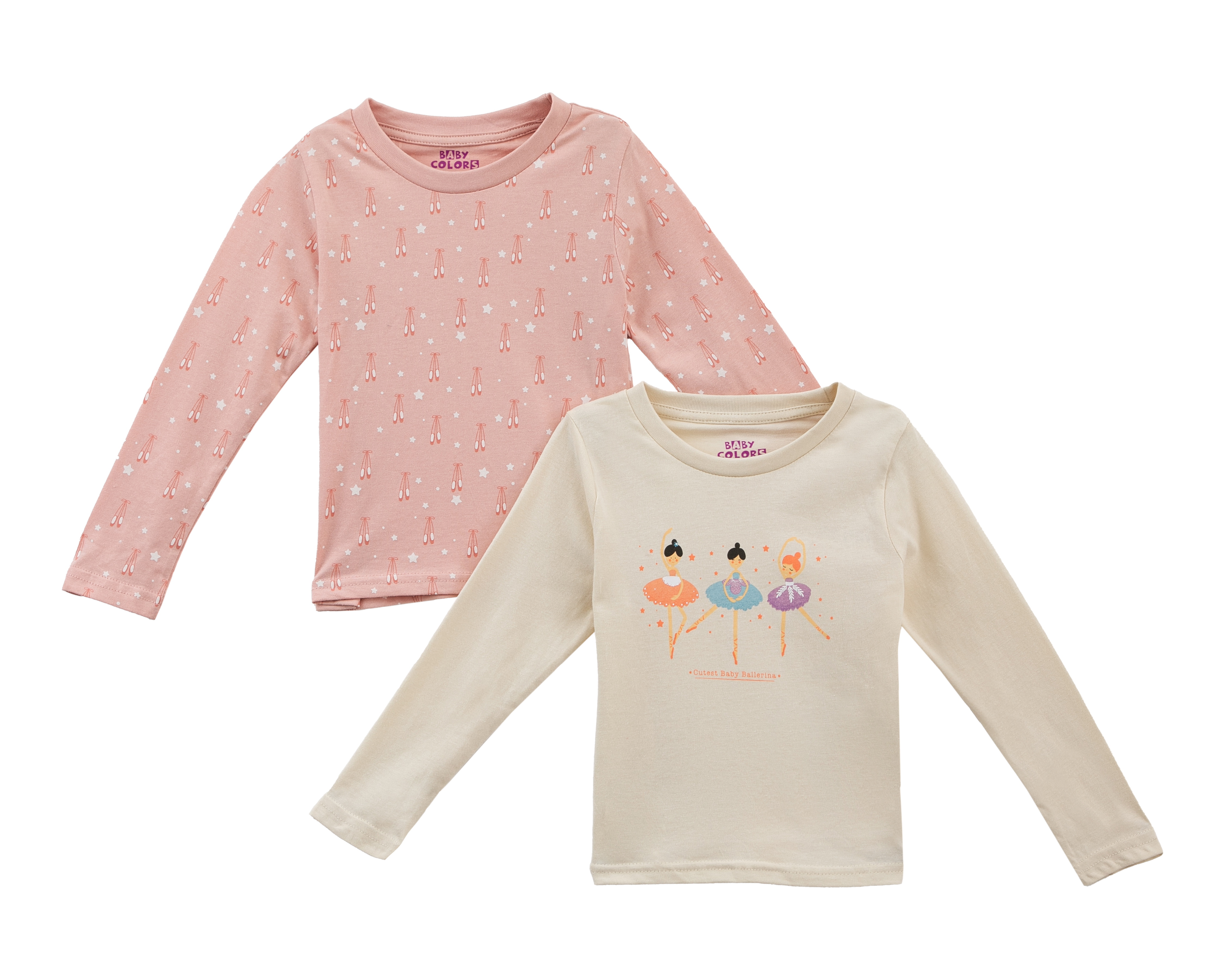 Foto 2 pulgar | Foto 1 | Playera para Bebé Niña Baby Colors de Algodón Manga Larga 2 Piezas