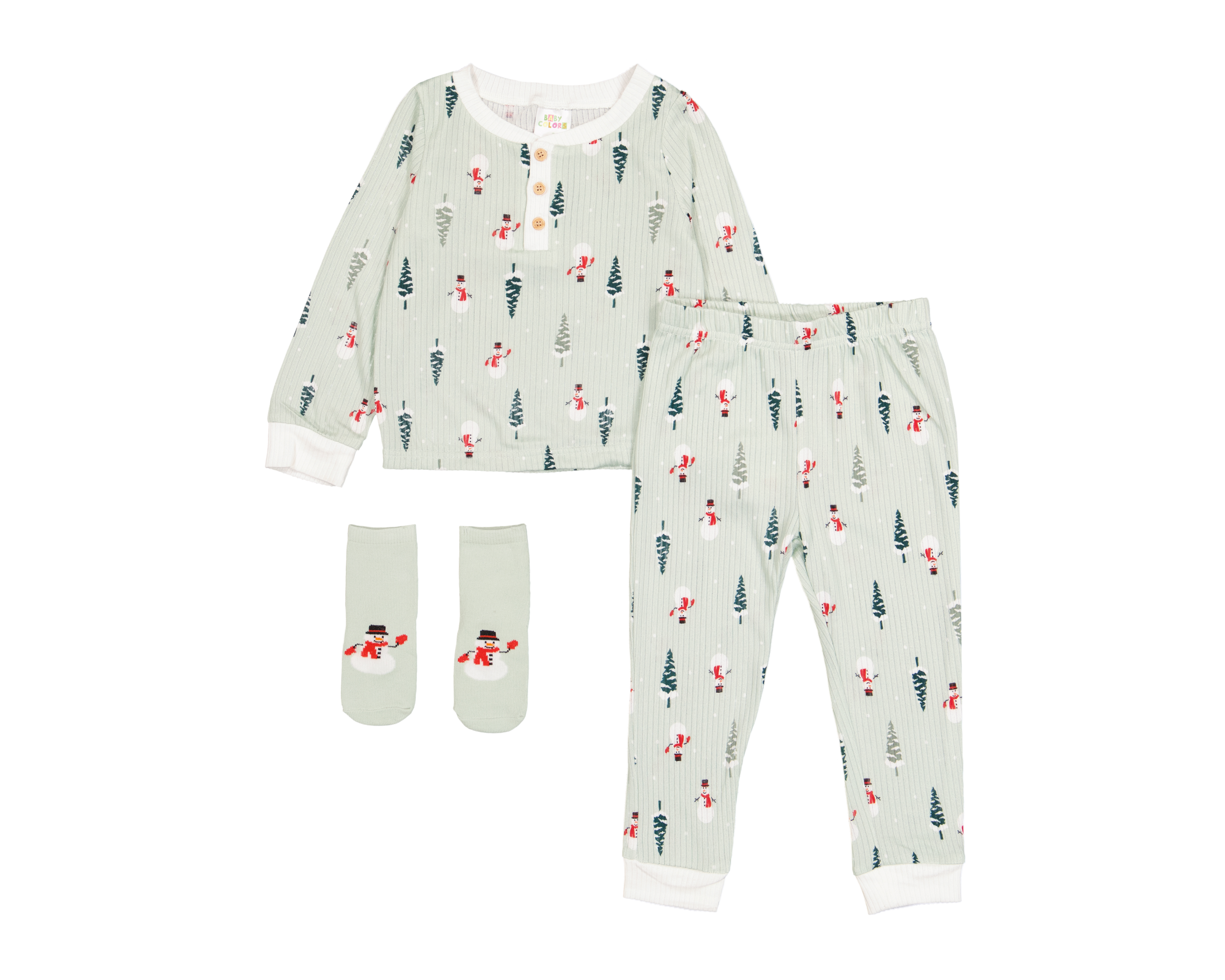 Foto 2 pulgar | Foto 1 | Pijama con Calcetas para Bebé Niña Baby Colors Navideña