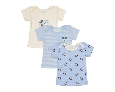 Foto 1 | Foto 1 | Camiseta para Bebé Niño Disney Mickey Mouse Azul 3 Piezas