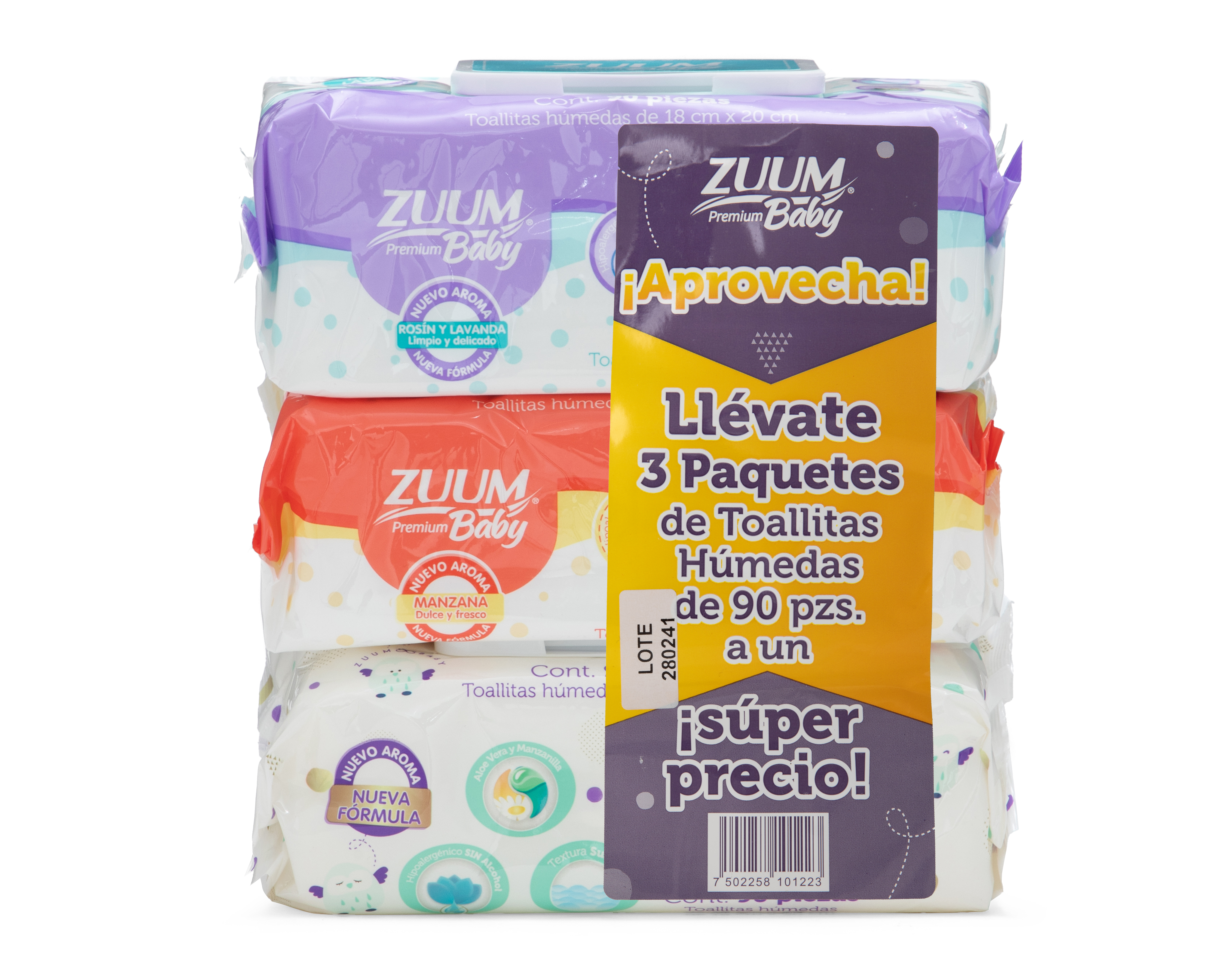 Foto 2 pulgar | Foto 1 | Toallitas para Bebé Zuum Baby Premium 3 Paquetes