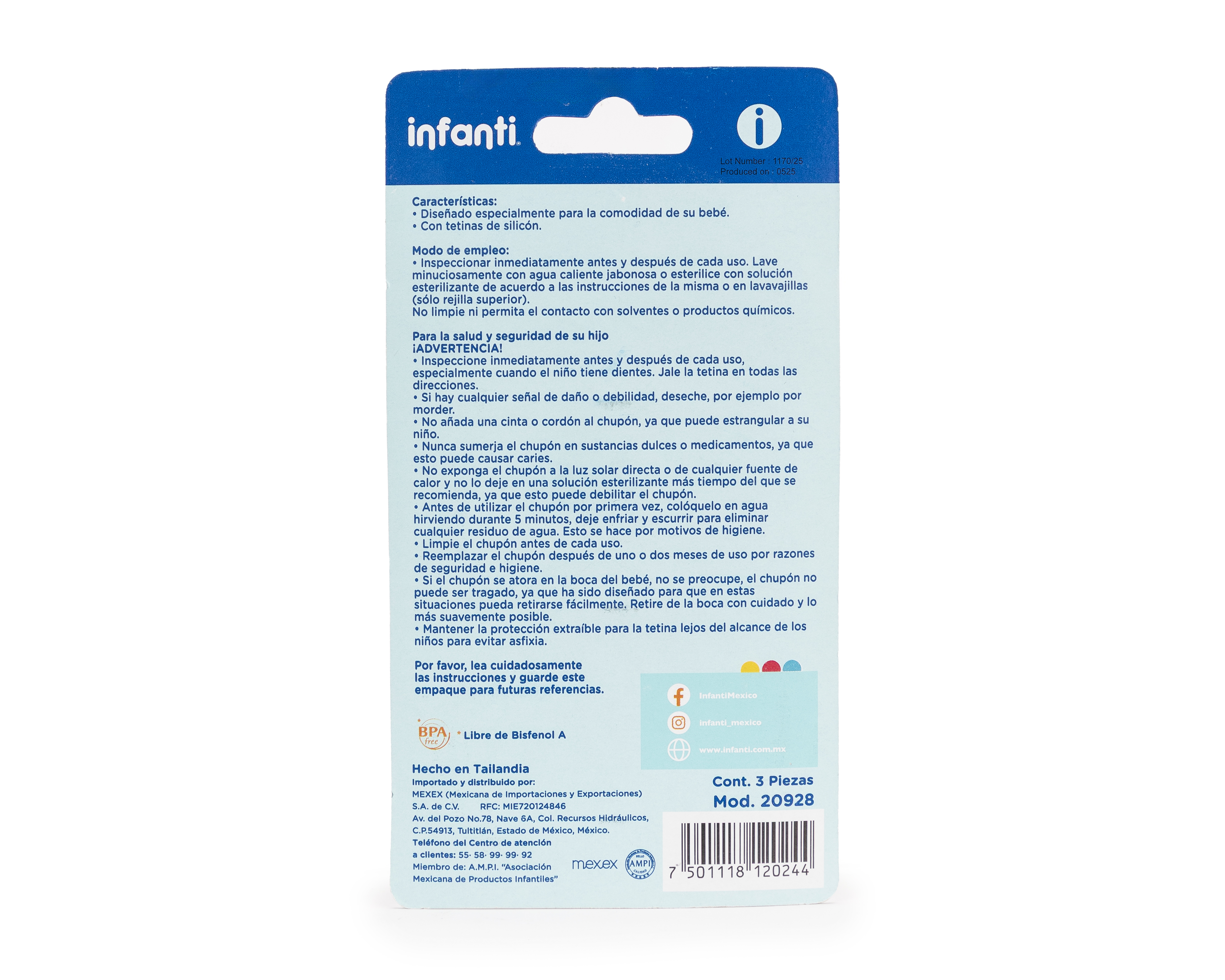 Foto 3 pulgar | Foto 2 | Chupón Multicolor Infanti 3 Piezas