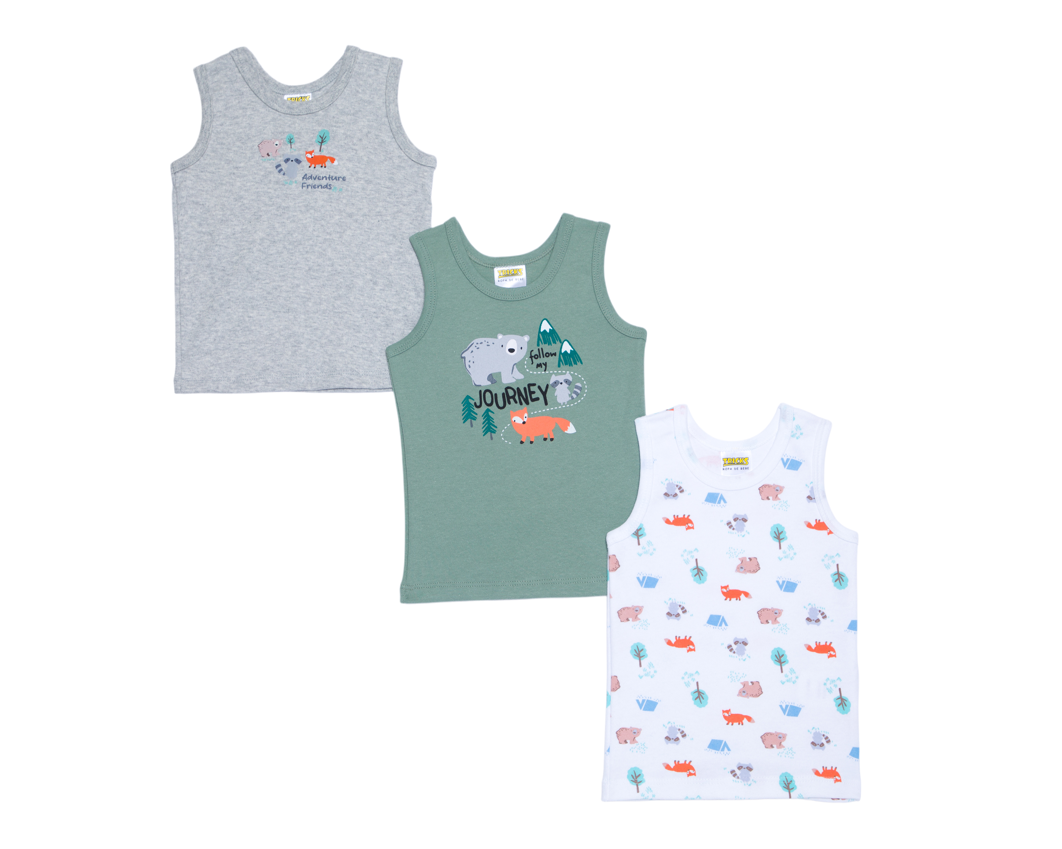 Camiseta para Bebé Niño Tricks de Algodón Estampada 3 Piezas