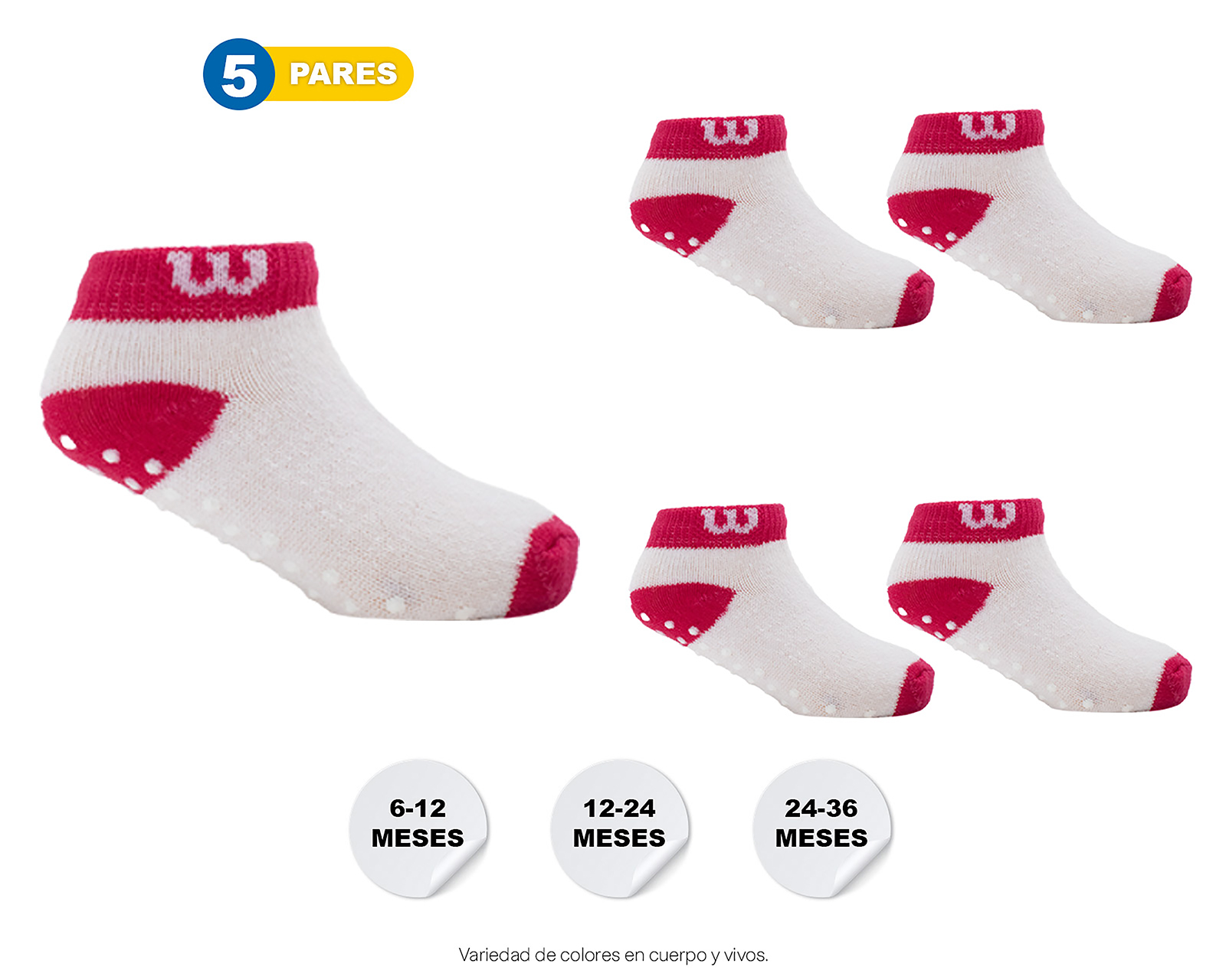 Foto 5 pulgar | Foto 4 | Calcetas para Bebé Niña Wilson 5 Pares