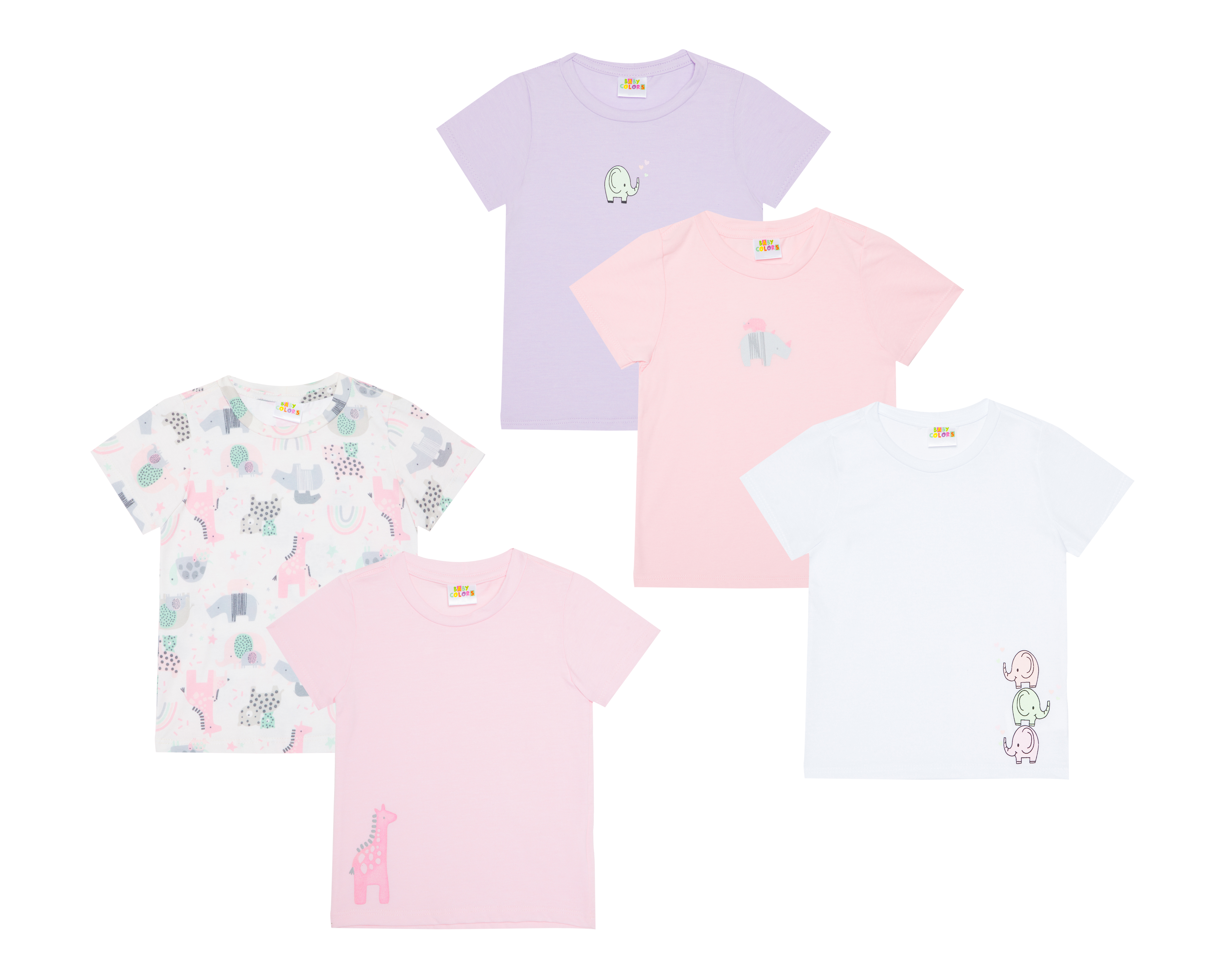 Foto 2 pulgar | Foto 1 | Camiseta Interior para Bebé Niña Baby Colors Estampada 5 Piezas