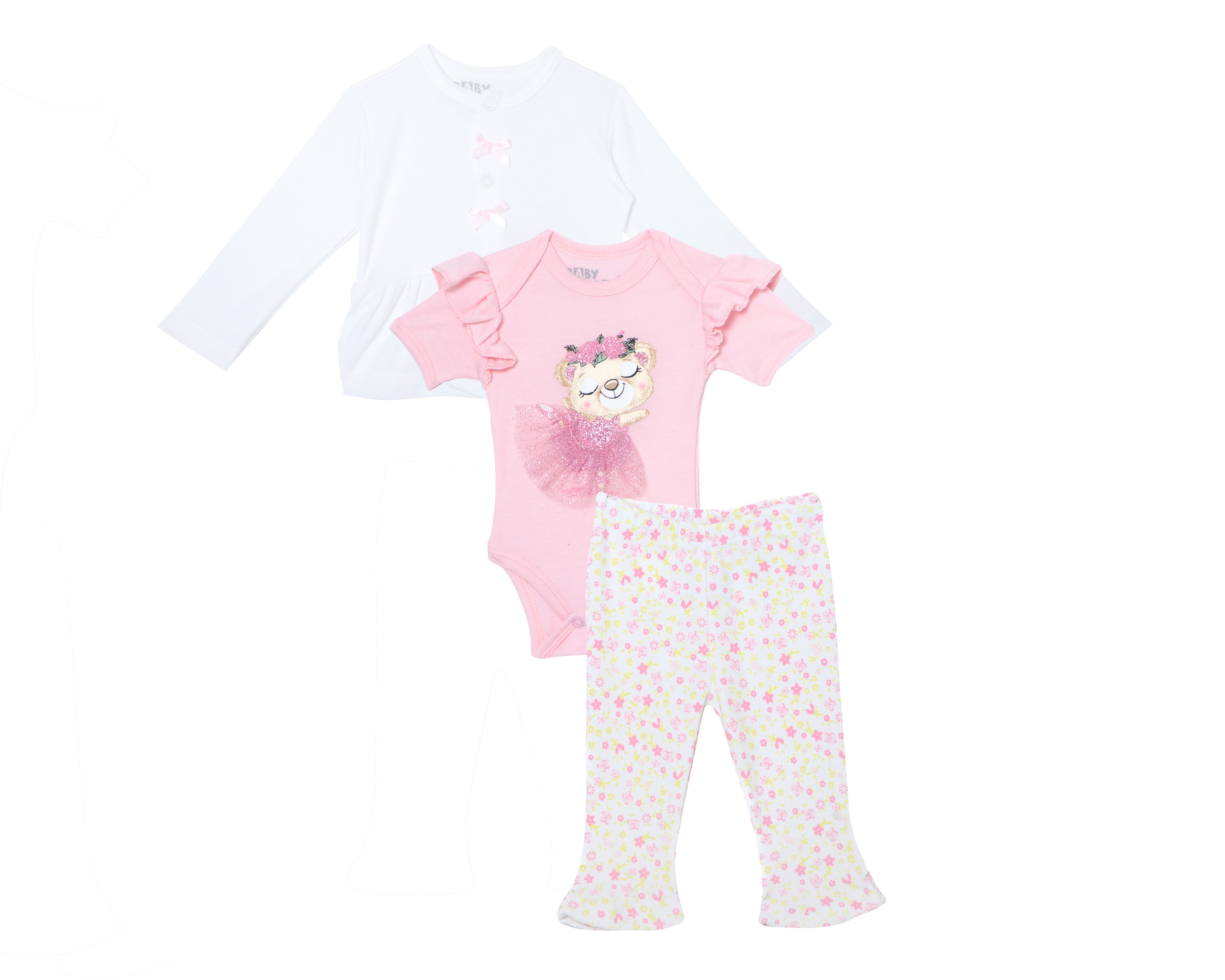 Foto 1 | Foto 1 | Conjunto para Bebé Niña Baby Colors 3 Piezas