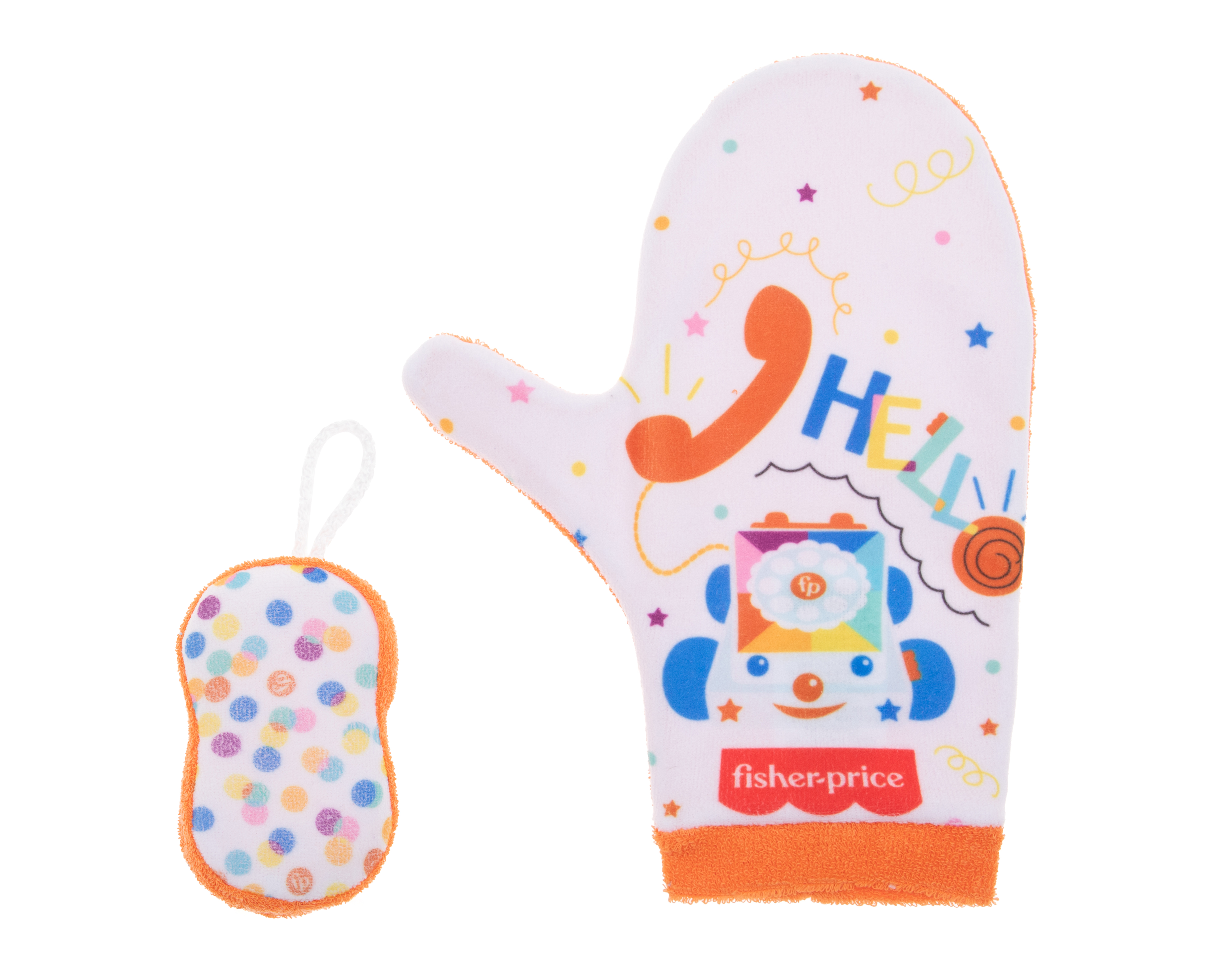 Foto 2 pulgar | Foto 1 | Guante y Esponja de Baño para Bebé Fisher-Price 2 Piezas