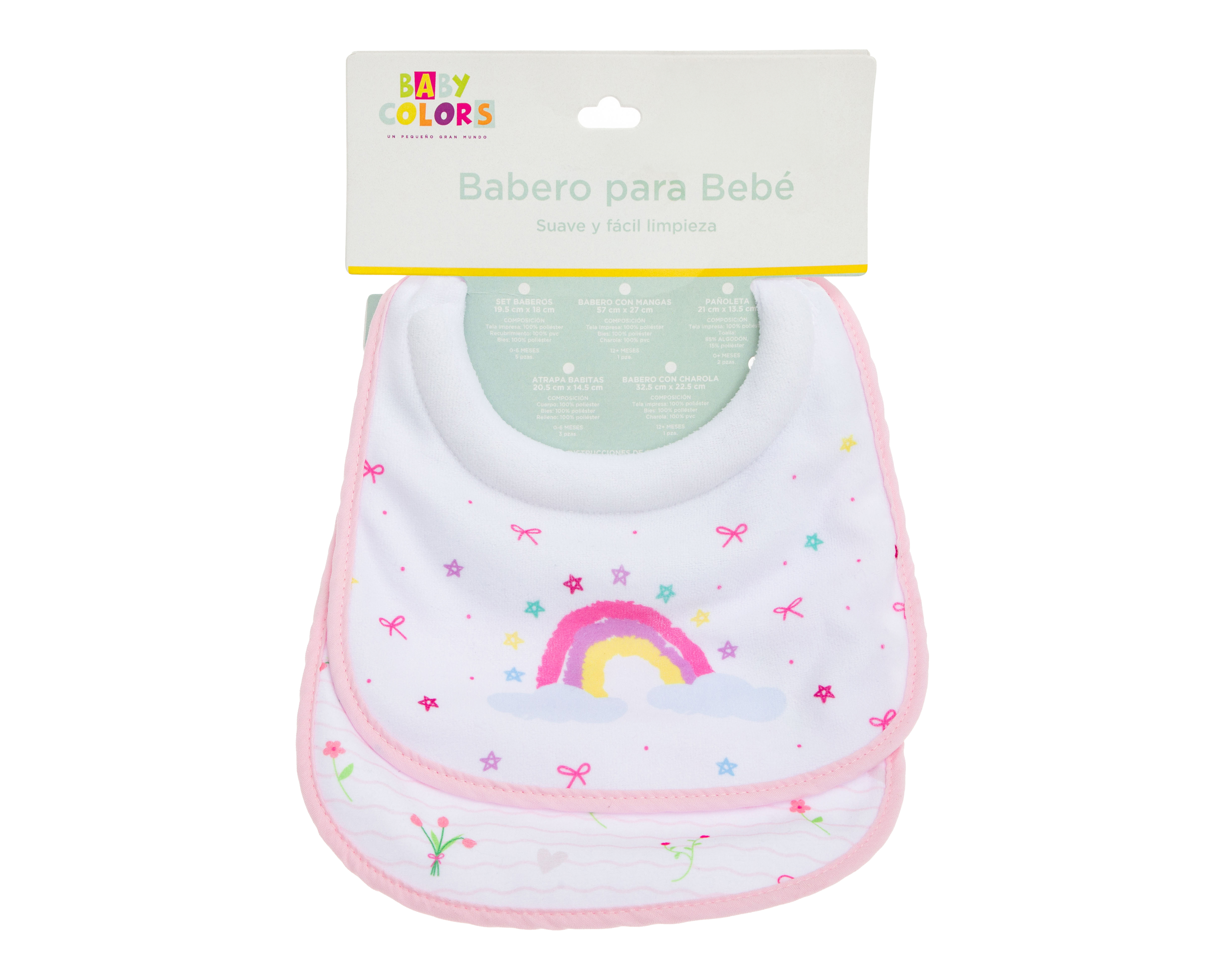 Foto 6 pulgar | Foto 5 | Babero para Bebé Niña Baby Colors 2 Piezas