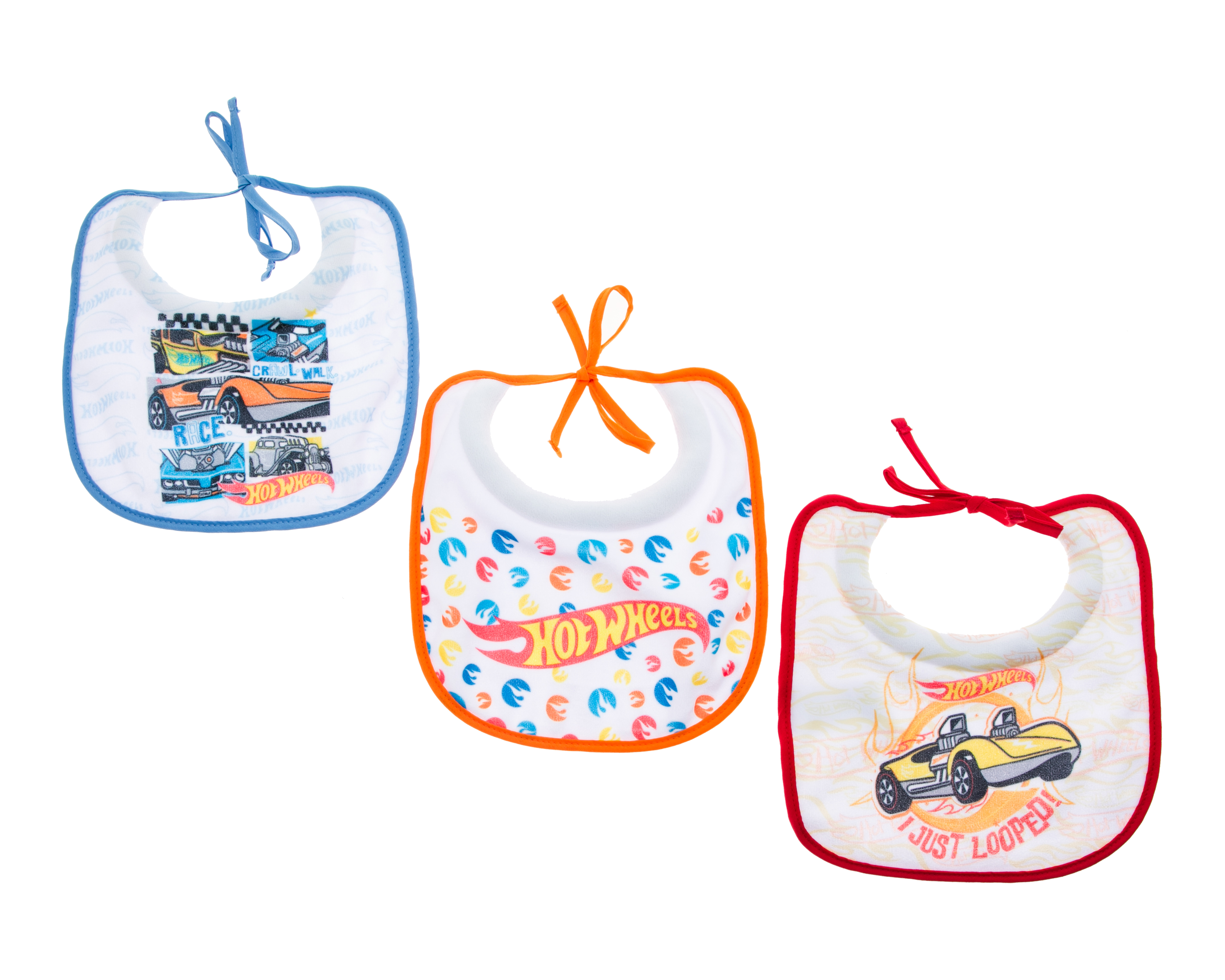Baberos para Bebé Niño Hot Wheels 3 Piezas