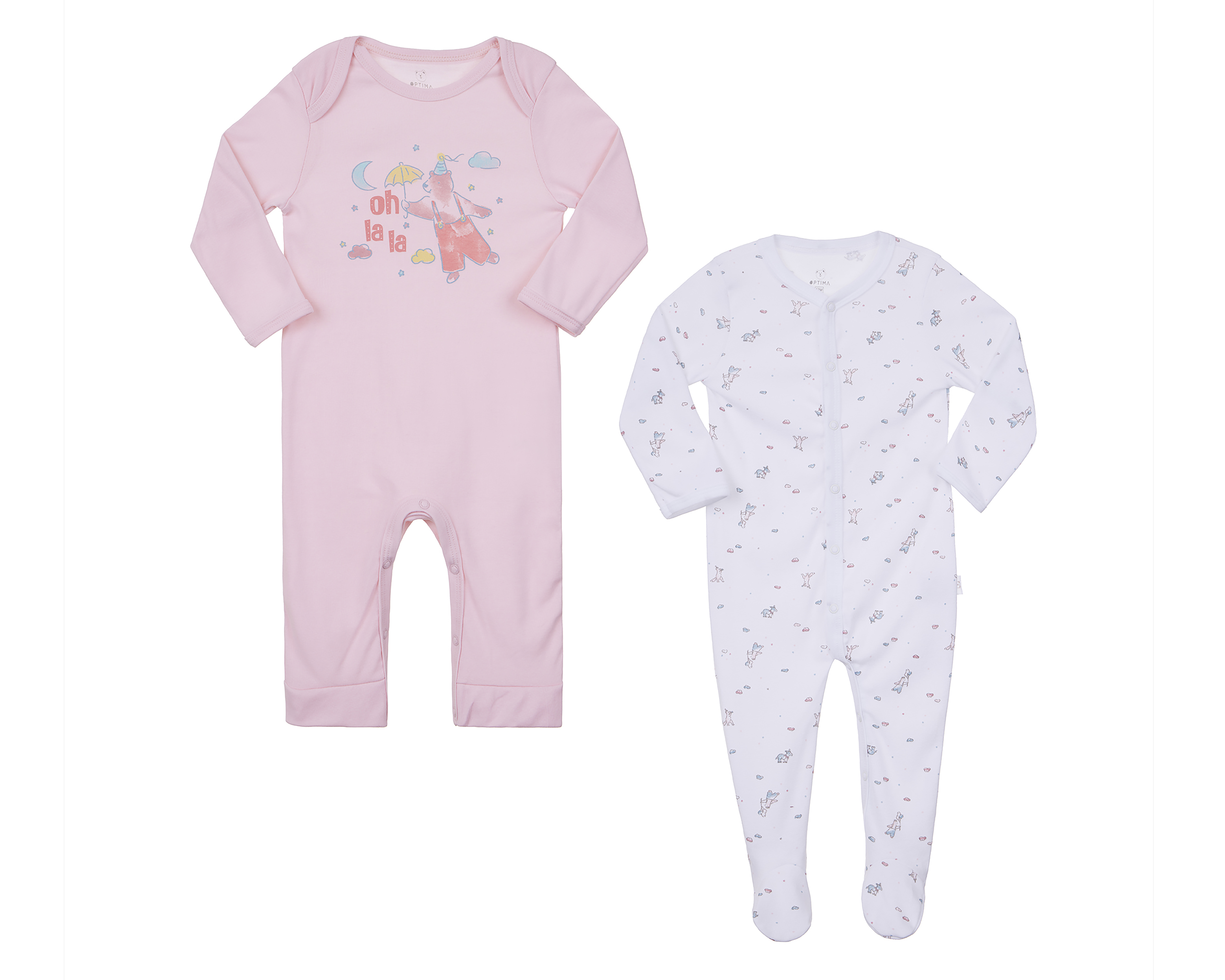 Foto 2 pulgar | Foto 1 | Mameluco para Bebé Niña Baby Optima de Algodón 2 Piezas