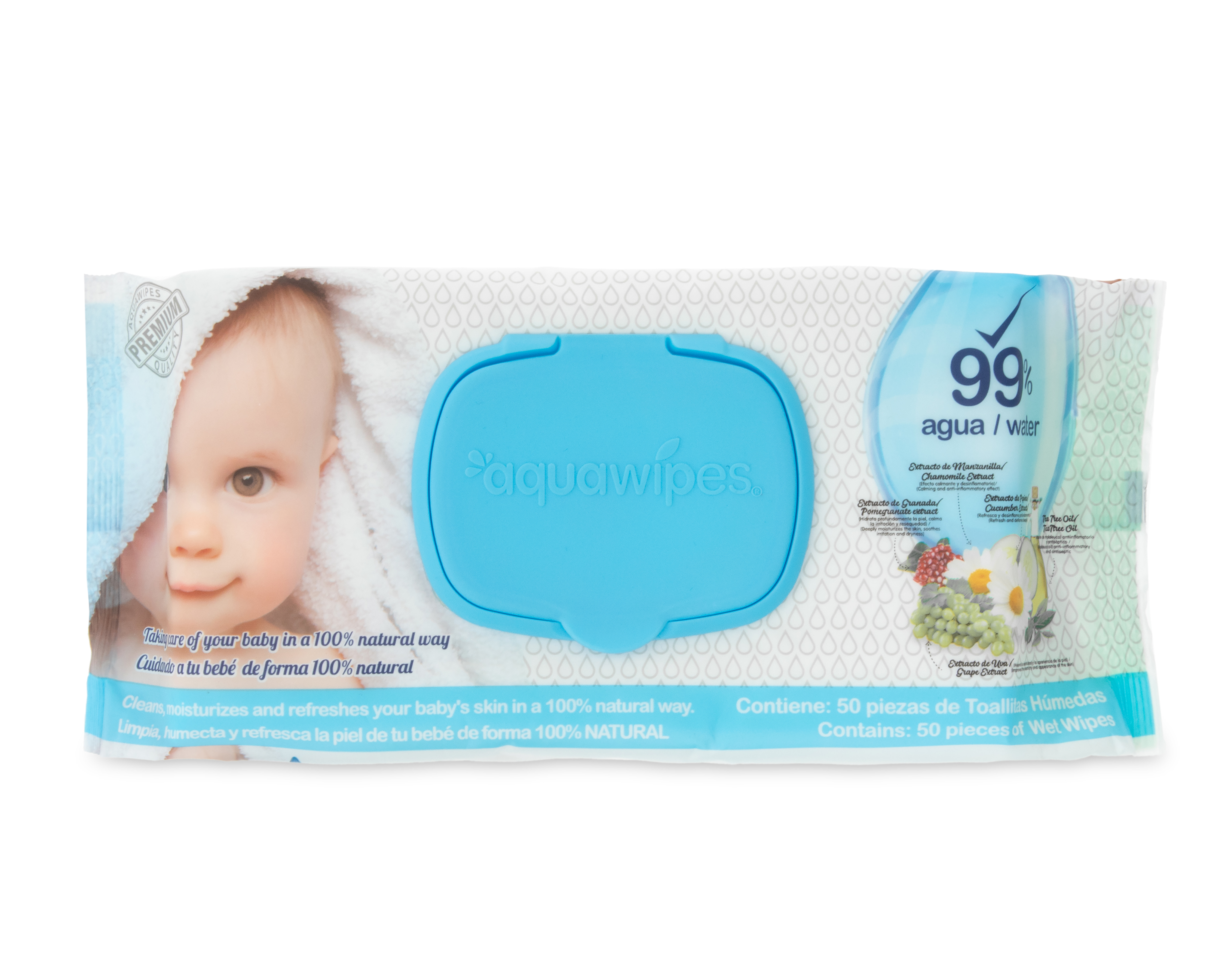 Foto 2 pulgar | Foto 1 | Toallitas para Bebé Aquawipes con Manzanilla 50 Piezas