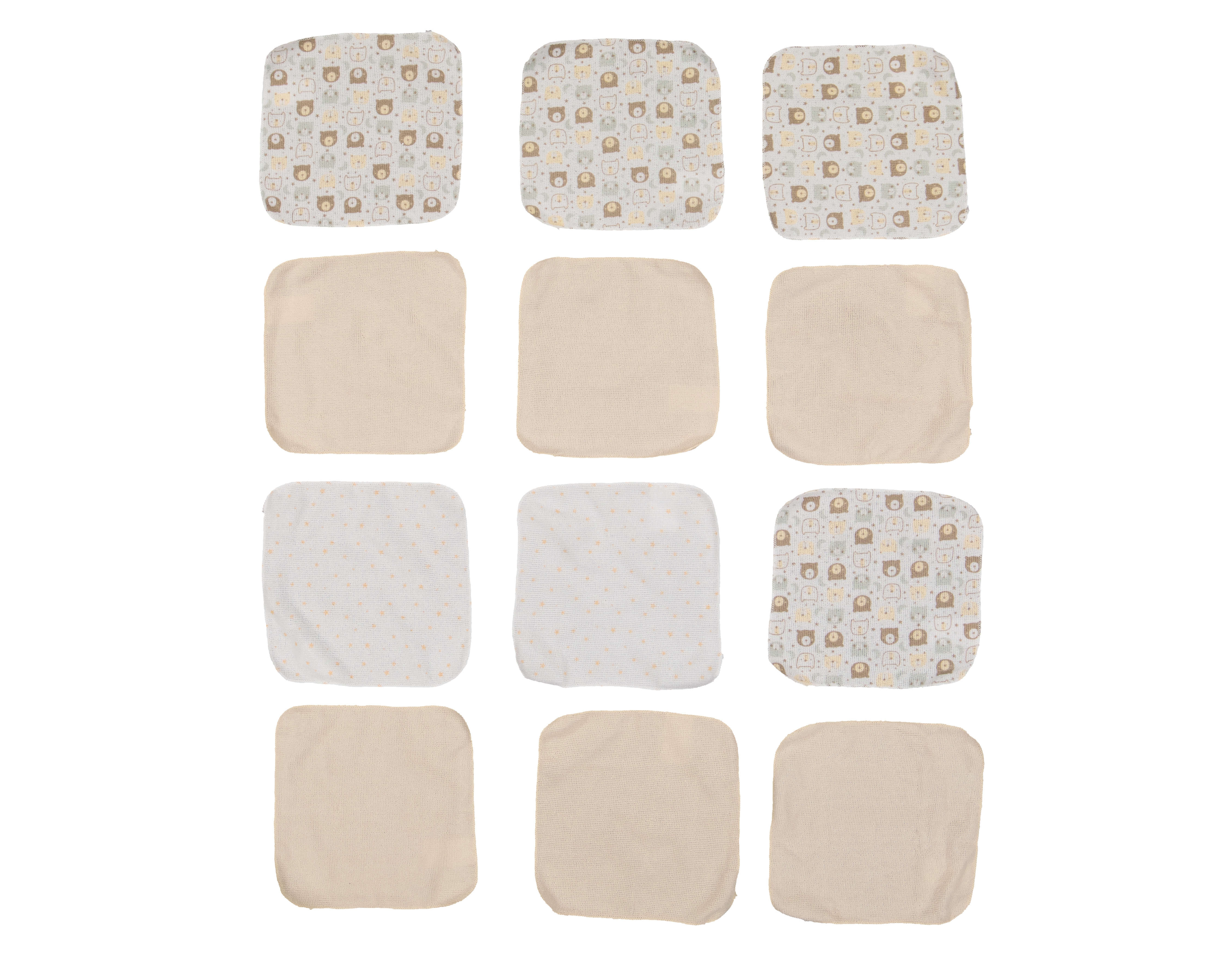 Toallitas Faciales para Bebé Baby Colors Estampadas y Lisas 12 Piezas