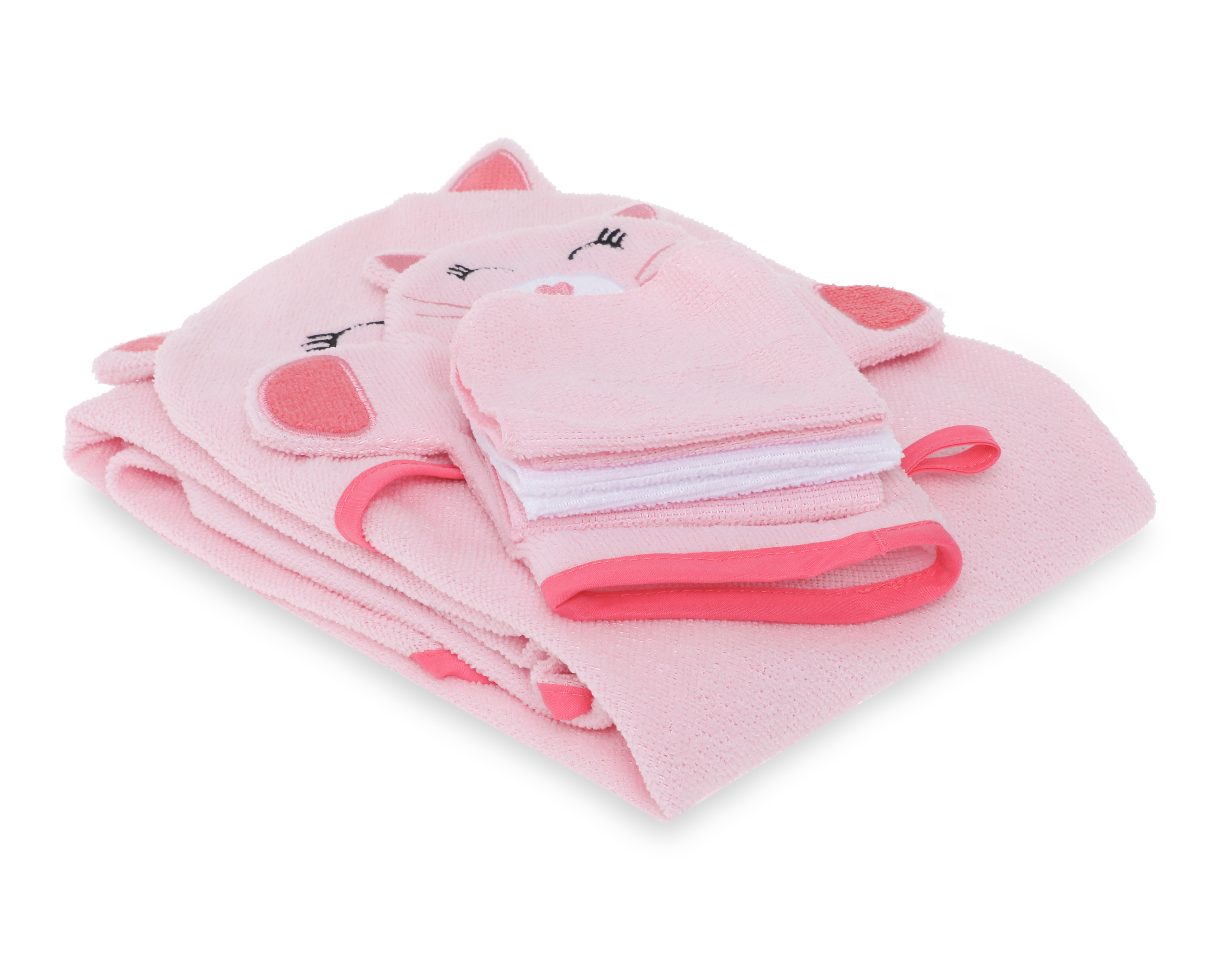 Toalla con Capucha para Bebé Niña Baby Colors Gato 5 Piezas