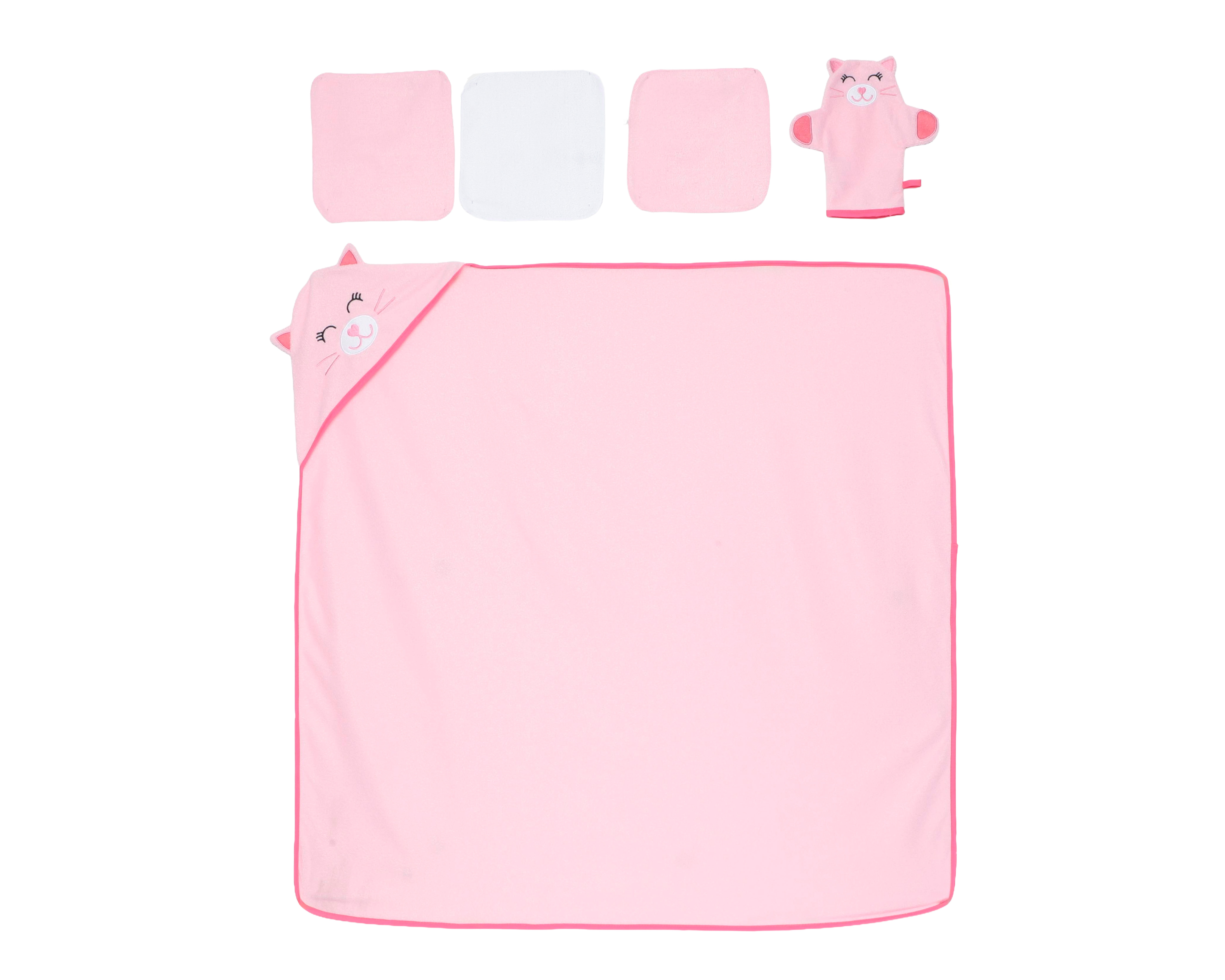 Foto 2 | Foto 2 | Toalla con Capucha para Bebé Niña Baby Colors Gato 5 Piezas