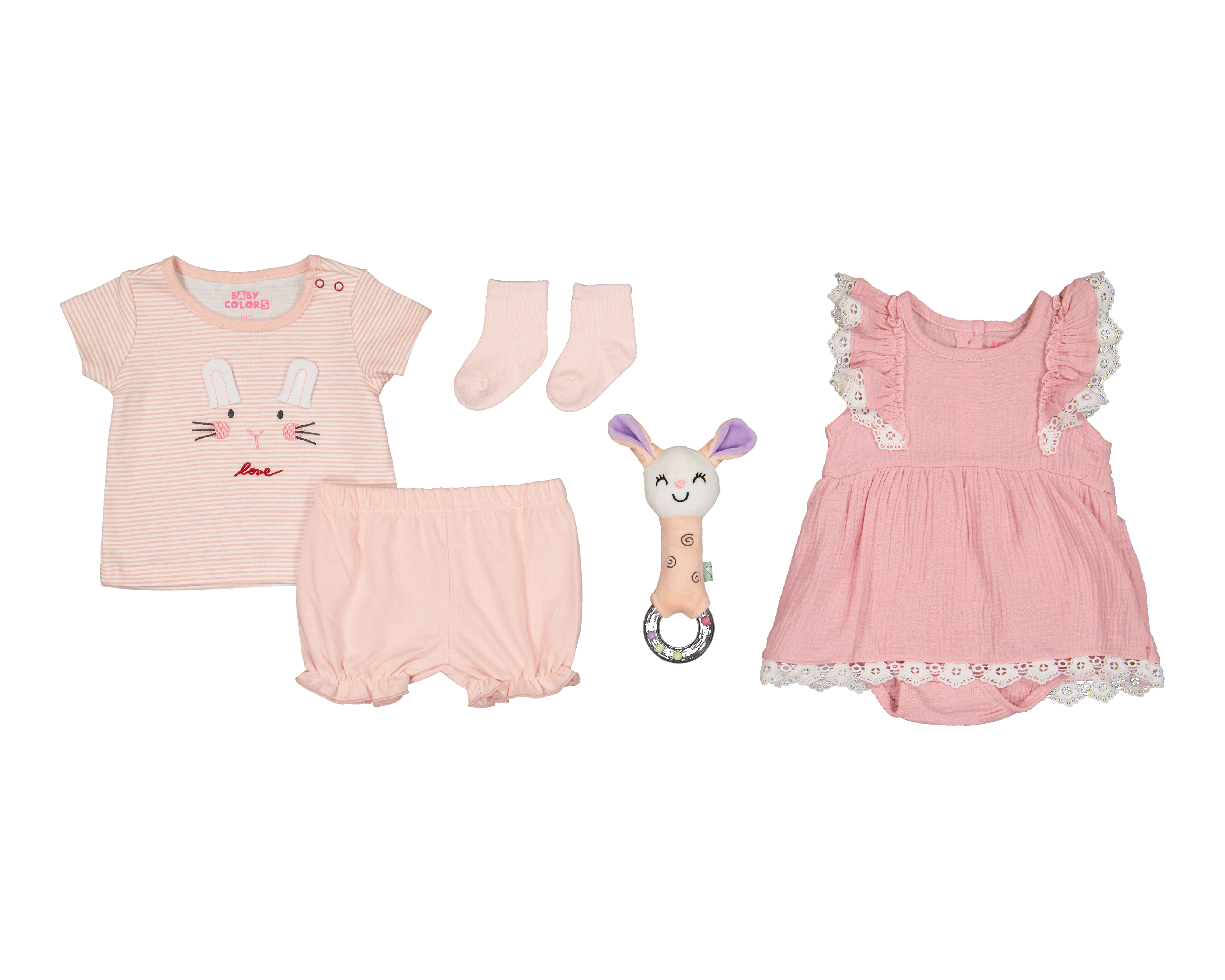 Conjunto de Algodón para Bebé Niña Baby Colors 5 Piezas