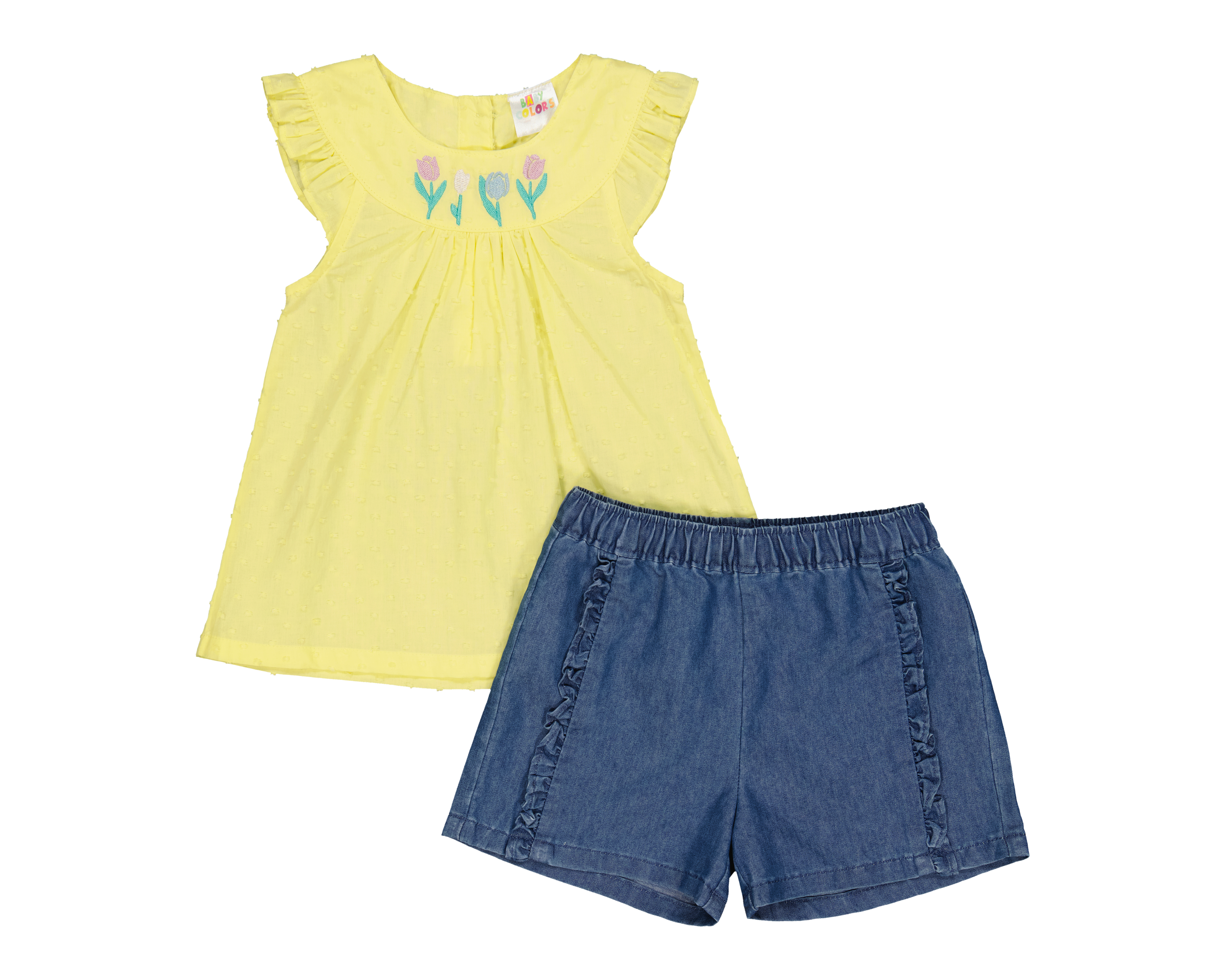 Foto 2 pulgar | Foto 1 | Short y Blusa de Algodón para Bebé Niña Baby Colors