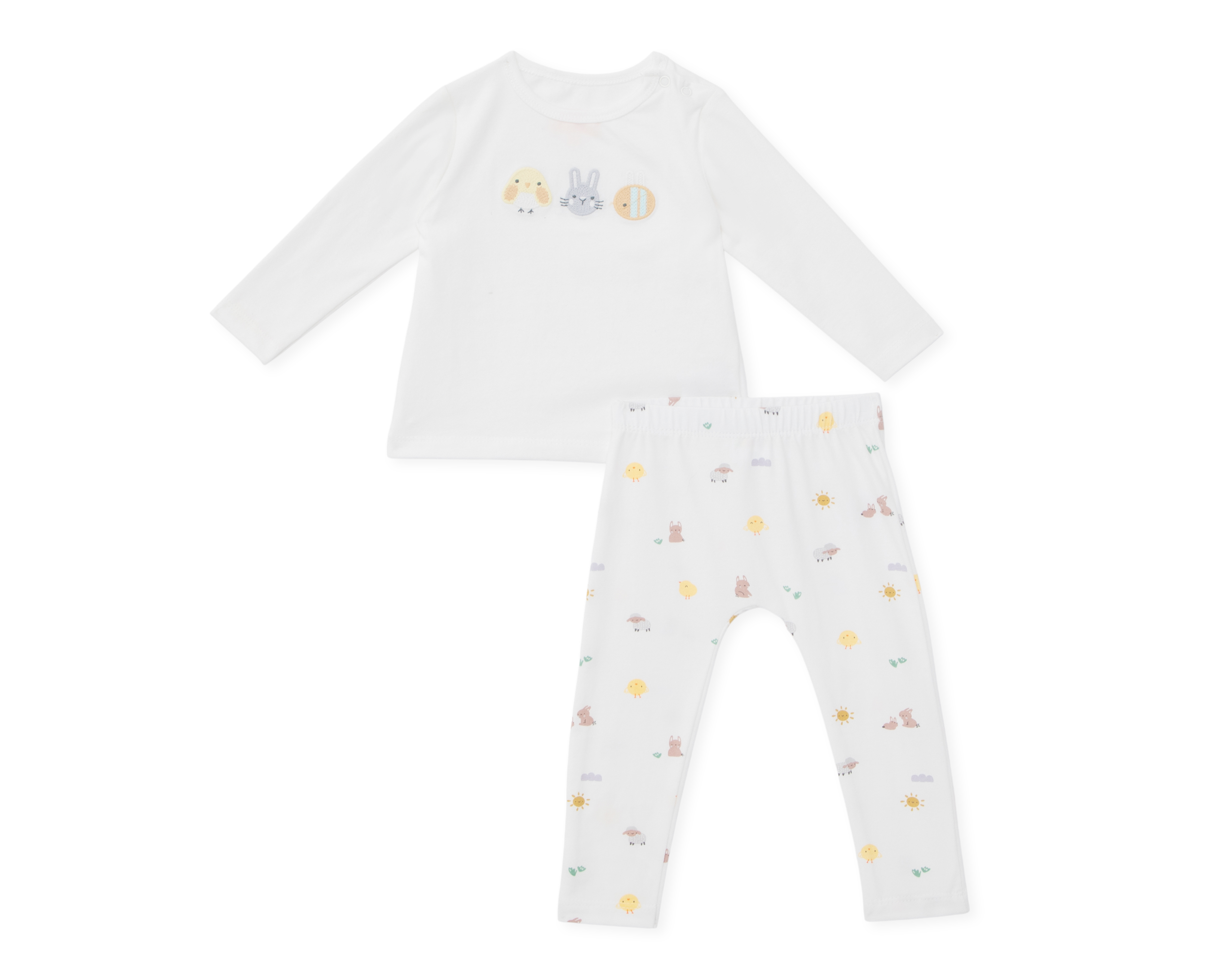 Foto 2 pulgar | Foto 1 | Pijama para Bebé Baby Colors de Algodón Blanca