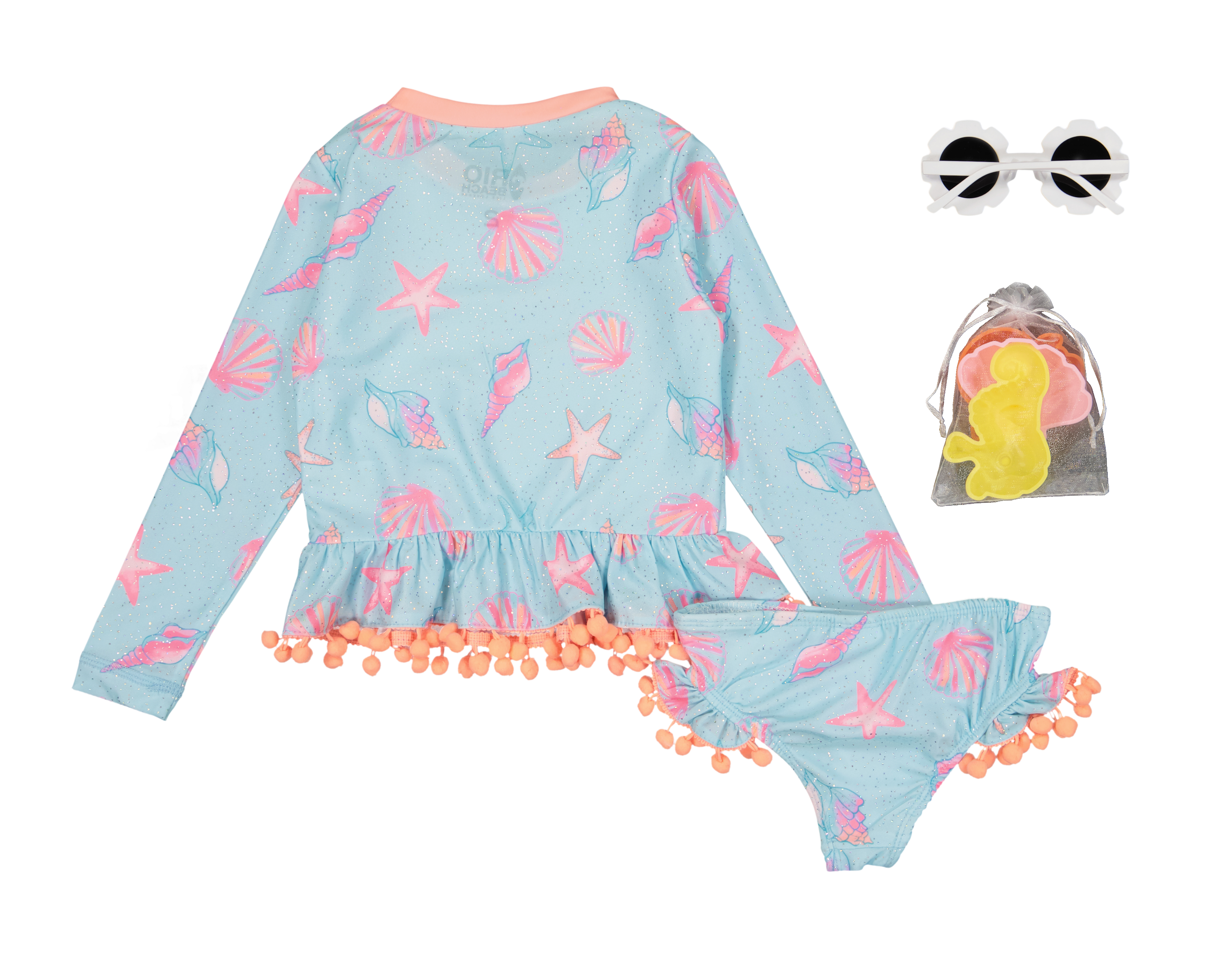 Foto 3 pulgar | Foto 2 | Traje de Baño para Bebé Niña Rio Beach con Olanes 4 Piezas