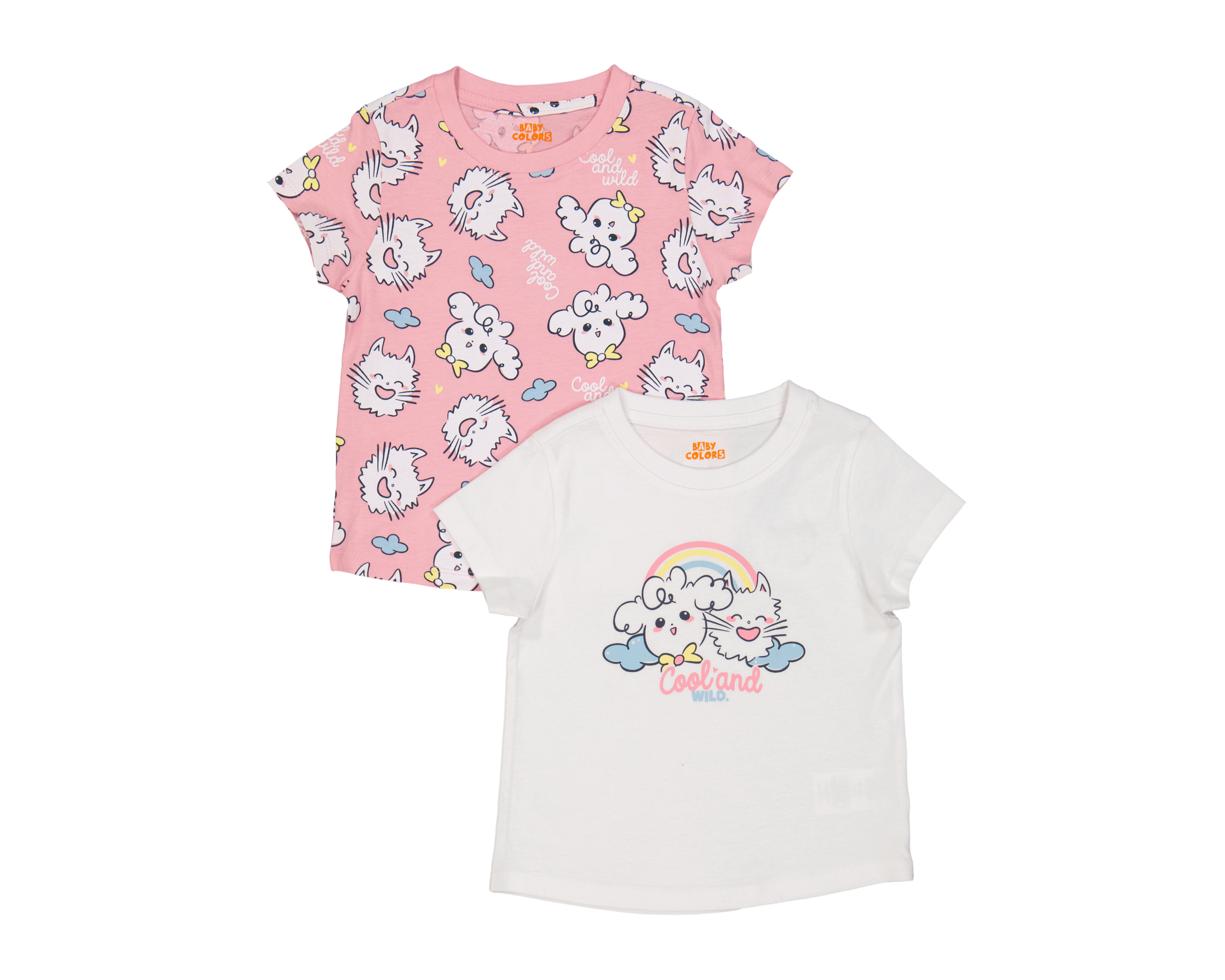 Playera para Bebé Niña Baby Colors de Algodón Manga Corta 2 Piezas