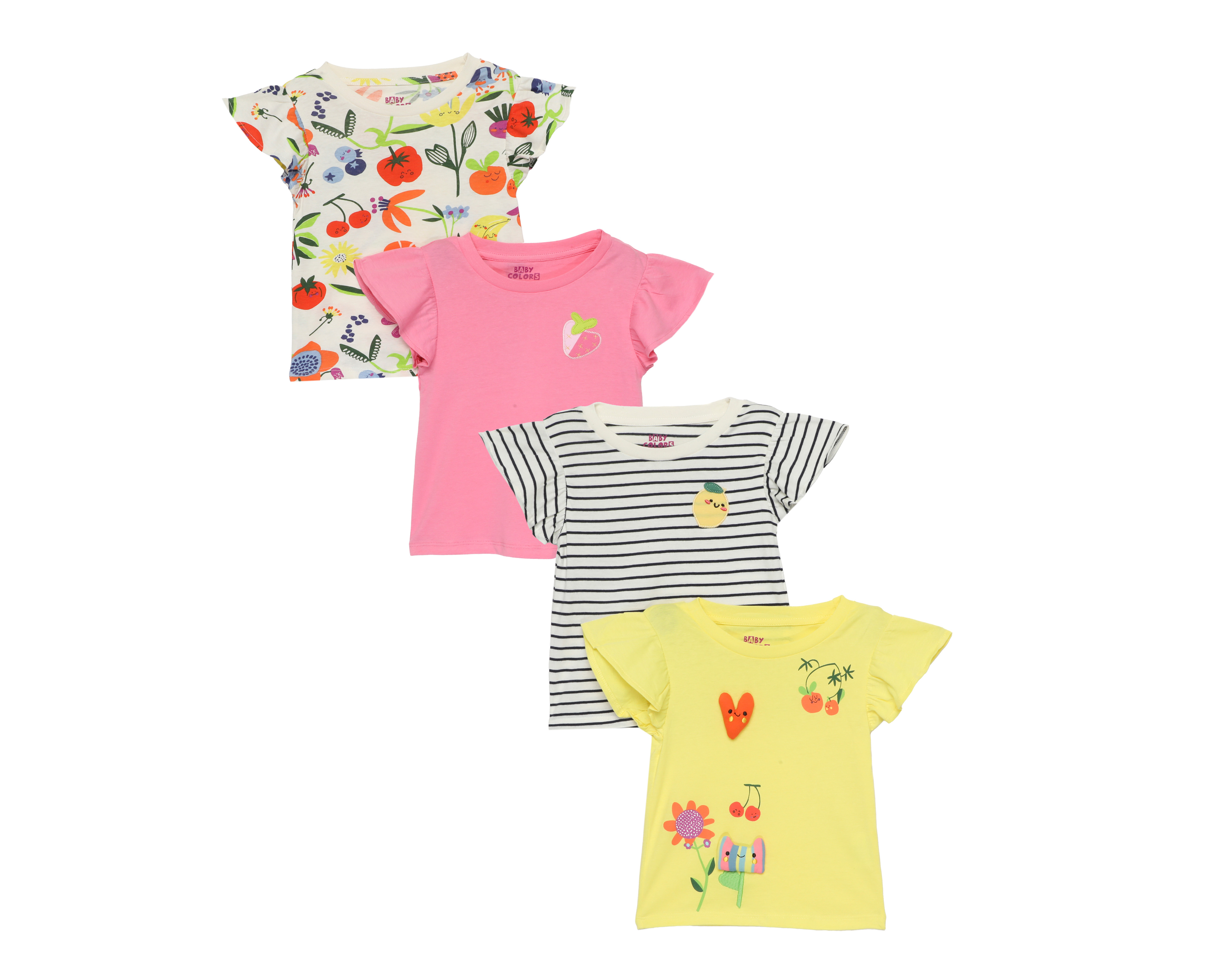 Foto 1 | Foto 1 | Playera para Bebé Niña Baby Colors de Algodón 4 Piezas