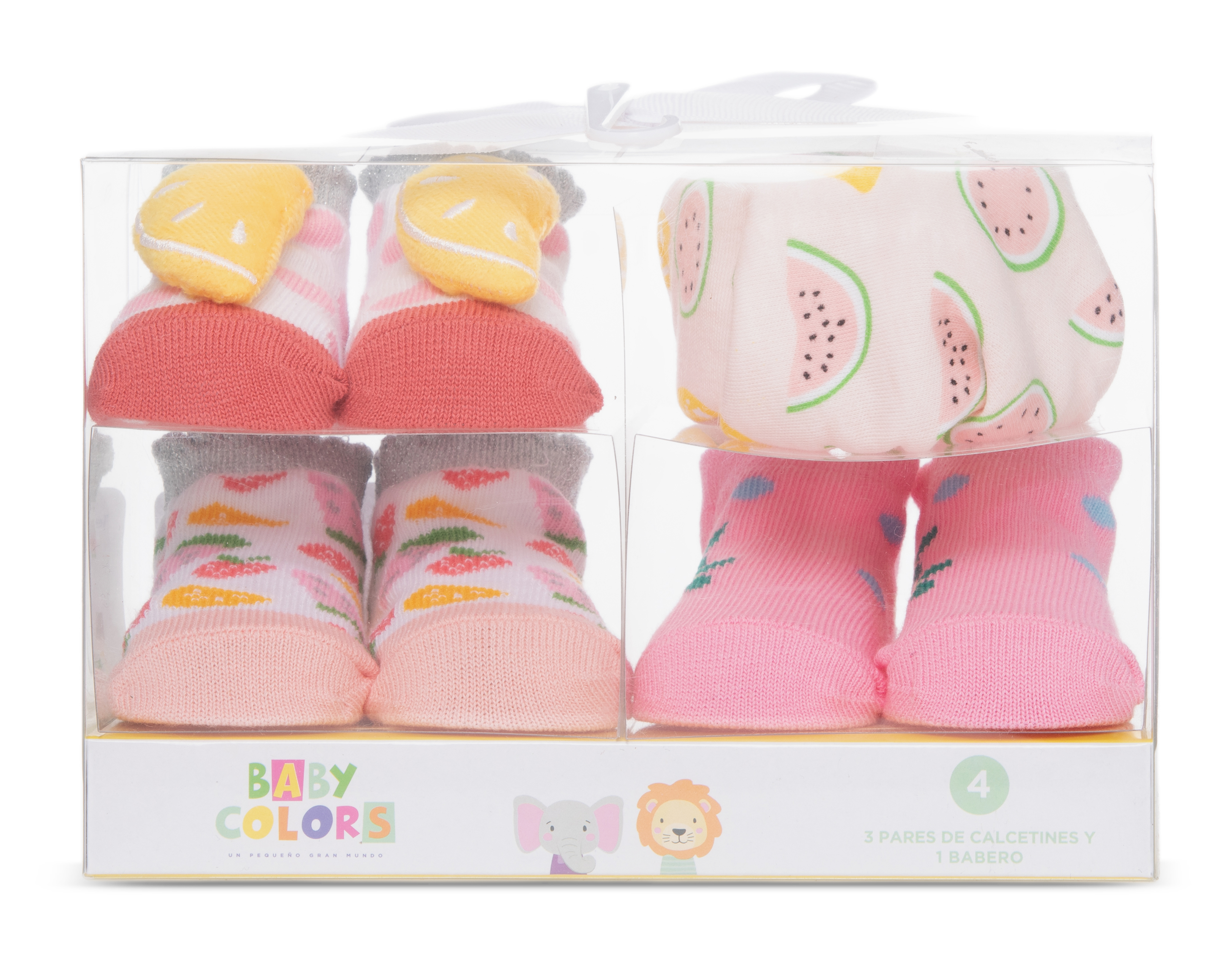 Calcetines para Bebé Niña Baby Colors 3 Pares con Babero